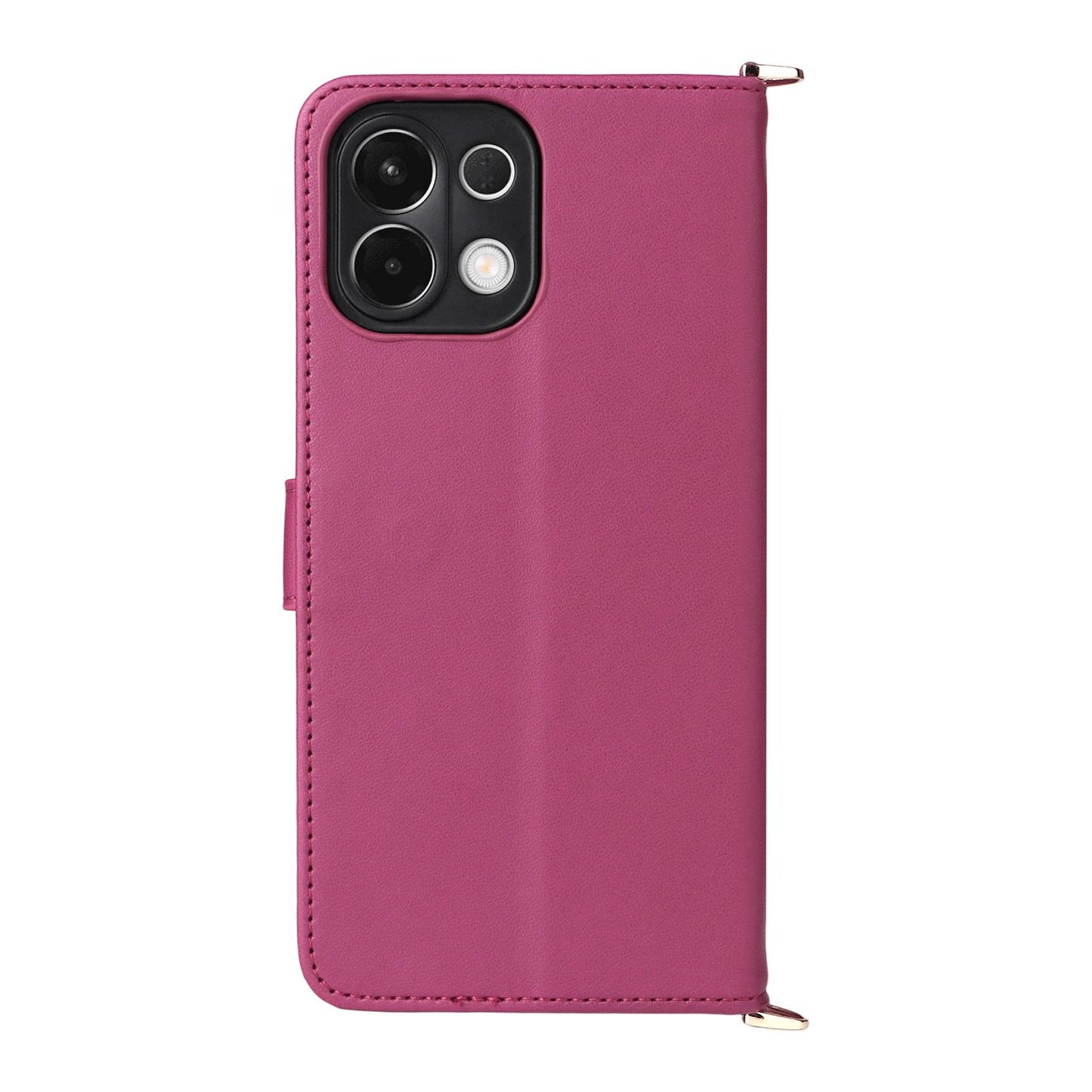 For OPPO K13 5G / K13x 5G Multifunctional 6-Card Slots Leather Phone Case with Wrist Strap(Rose Red)