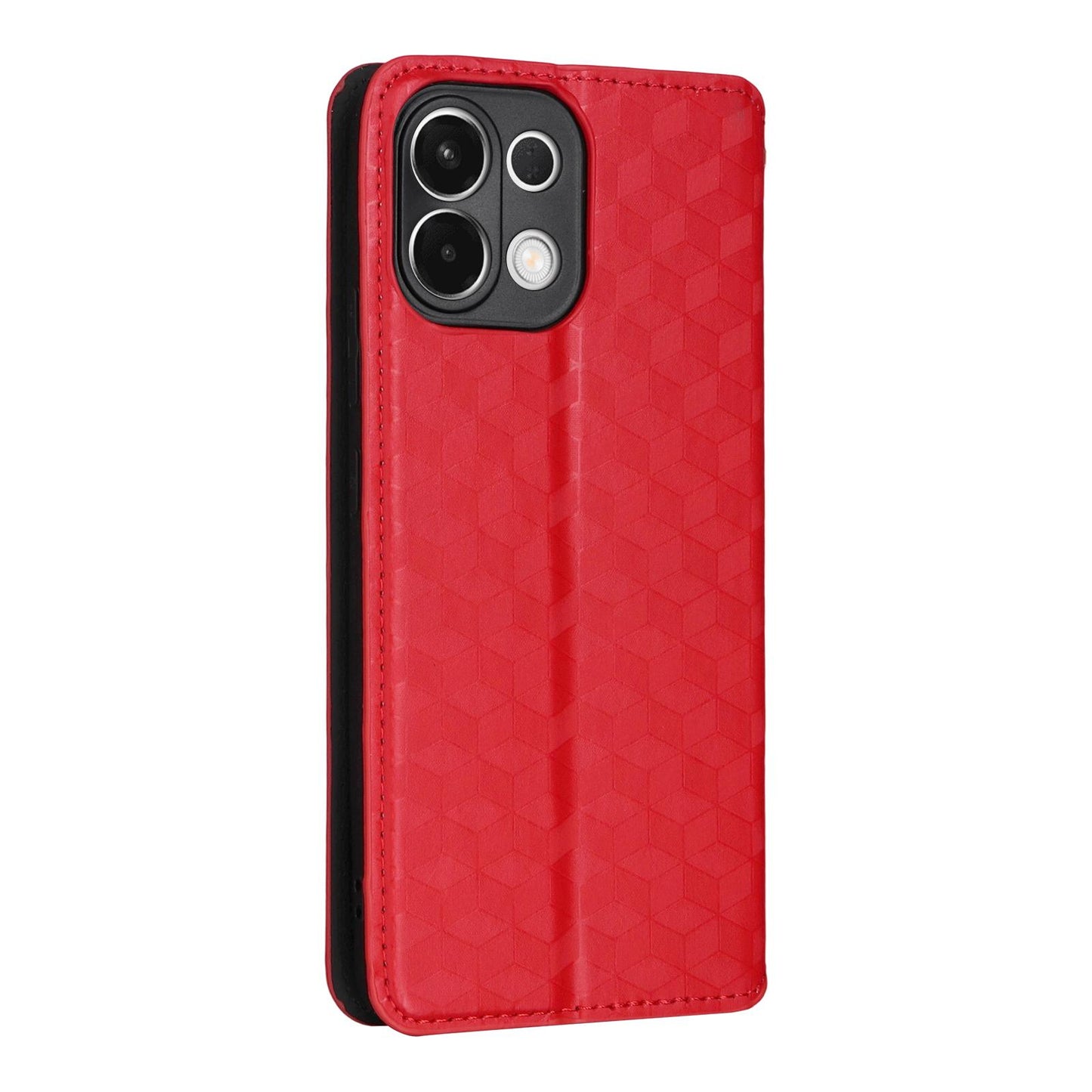 For OPPO K13 5G / K13X 5G / K12S 5G Cubic Grid Texture Flip Leather Phone Case(Red)