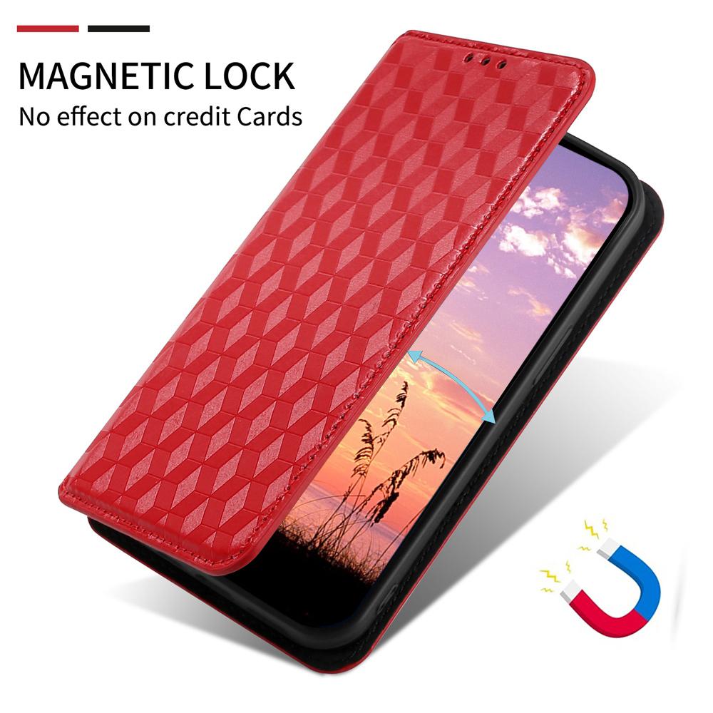 For OPPO K13 5G / K13X 5G / K12S 5G Cubic Grid Texture Flip Leather Phone Case(Red)