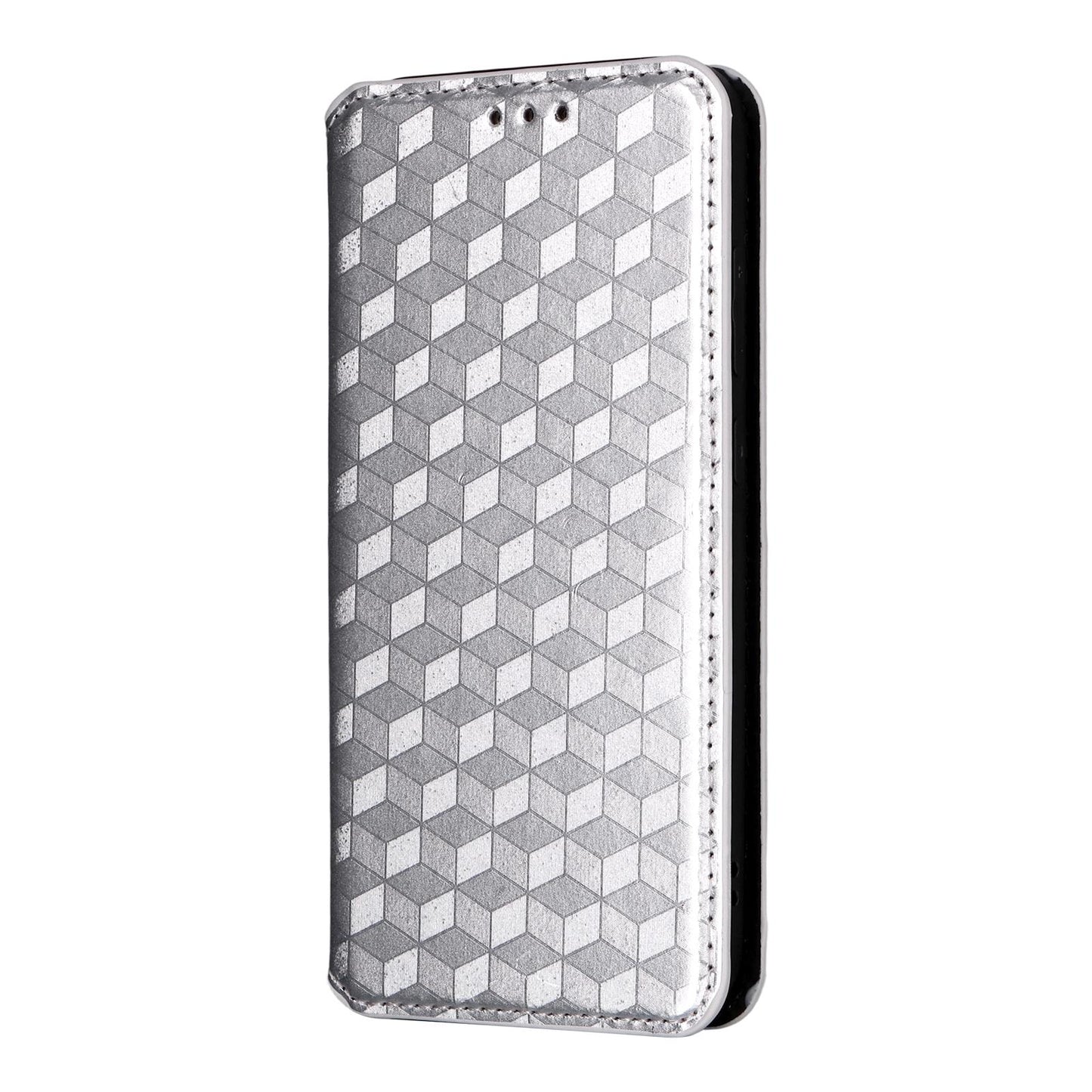 For OPPO K13 5G / K13X 5G / K12S 5G Cubic Grid Texture Flip Leather Phone Case(Silver)