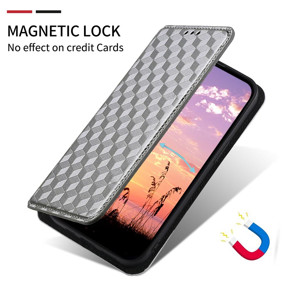 For OPPO K13 5G / K13X 5G / K12S 5G Cubic Grid Texture Flip Leather Phone Case(Silver)