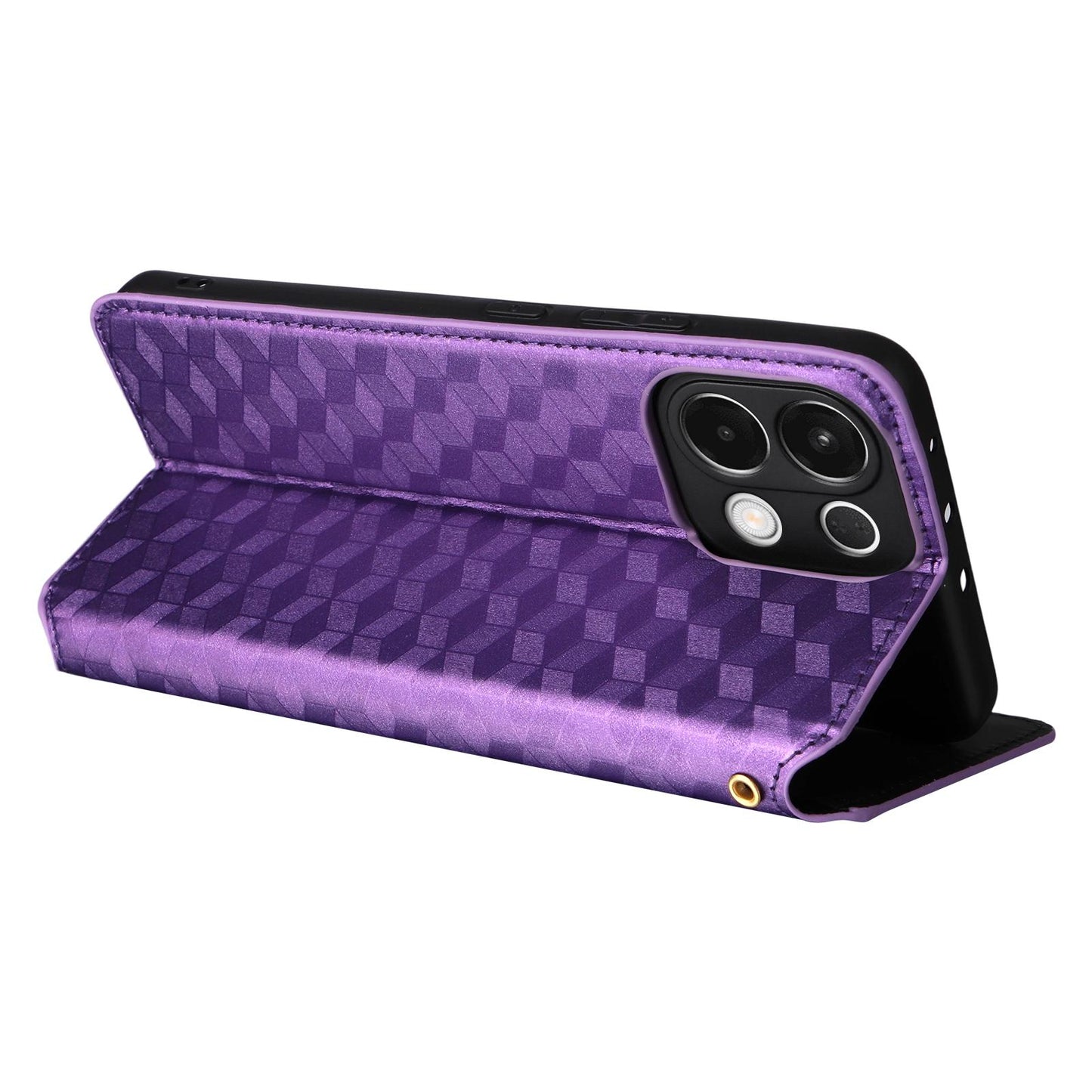 For OPPO K13 5G / K13X 5G / K12S 5G Cubic Grid Texture Flip Leather Phone Case(Purple)