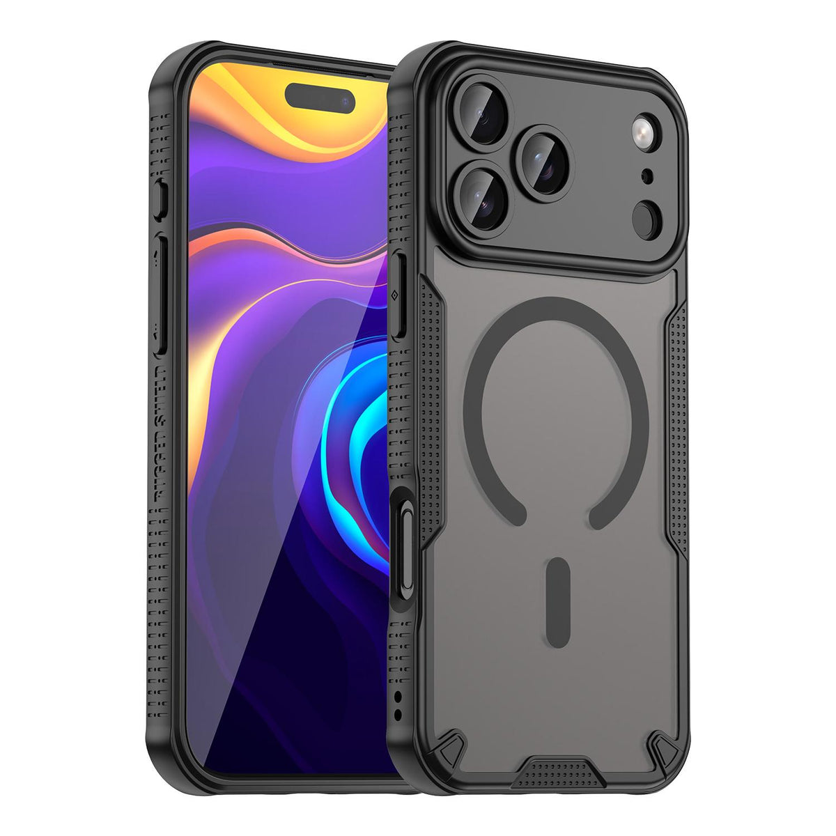 Compatible with iPhone 18 Pro Max Armor Glaze MagSafe Magnetic Phone Case - Black