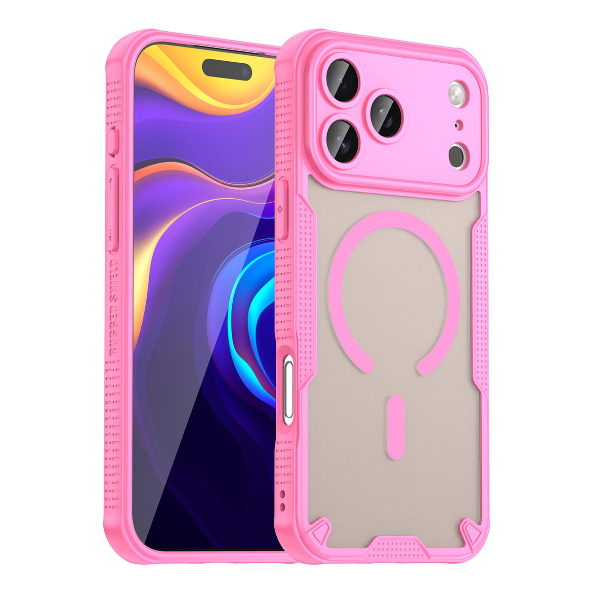 Compatible with iPhone 18 Pro Max Armor Glaze MagSafe Magnetic Phone Case - Pink