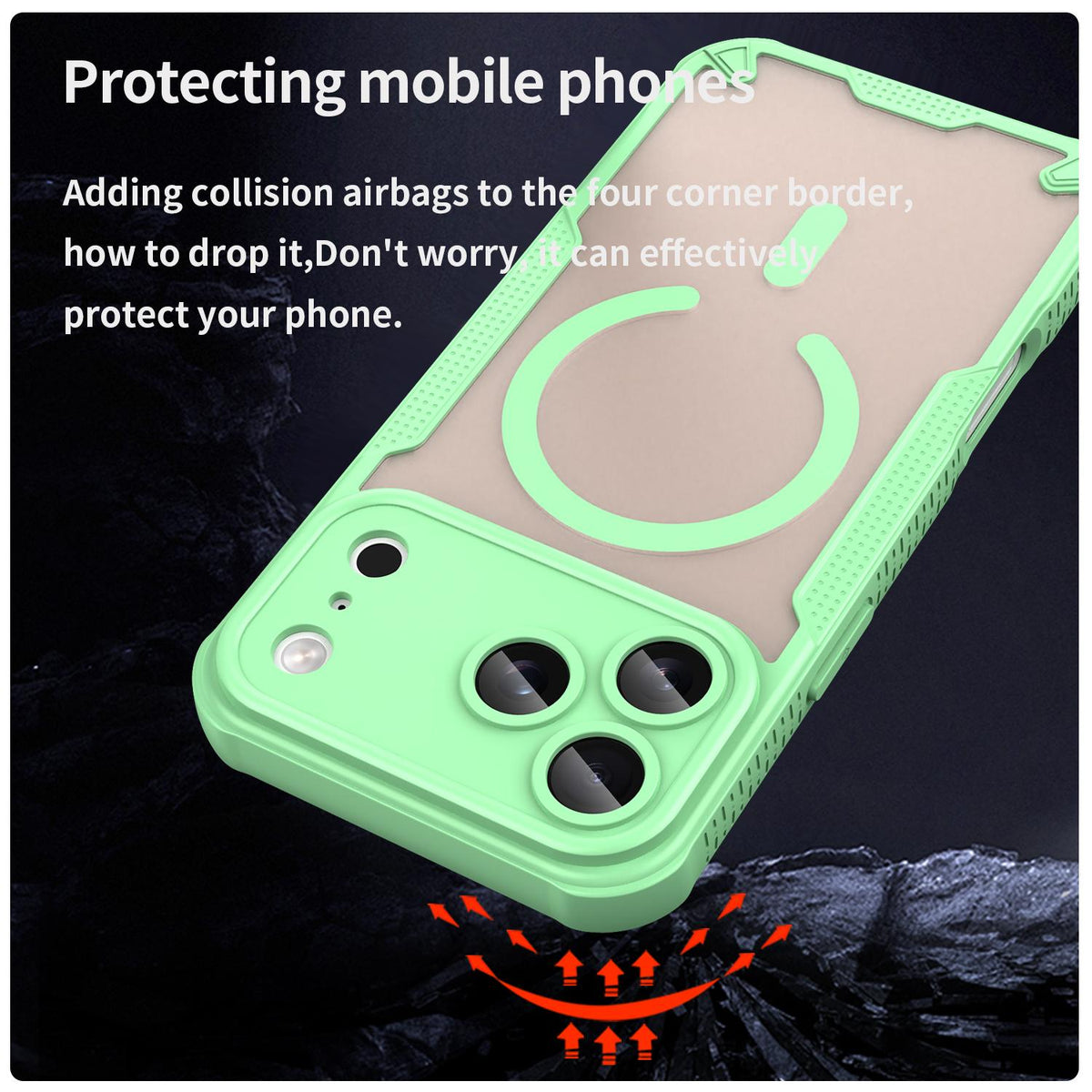 Compatible with iPhone 18 Pro Max Armor Glaze MagSafe Magnetic Phone Case - Green