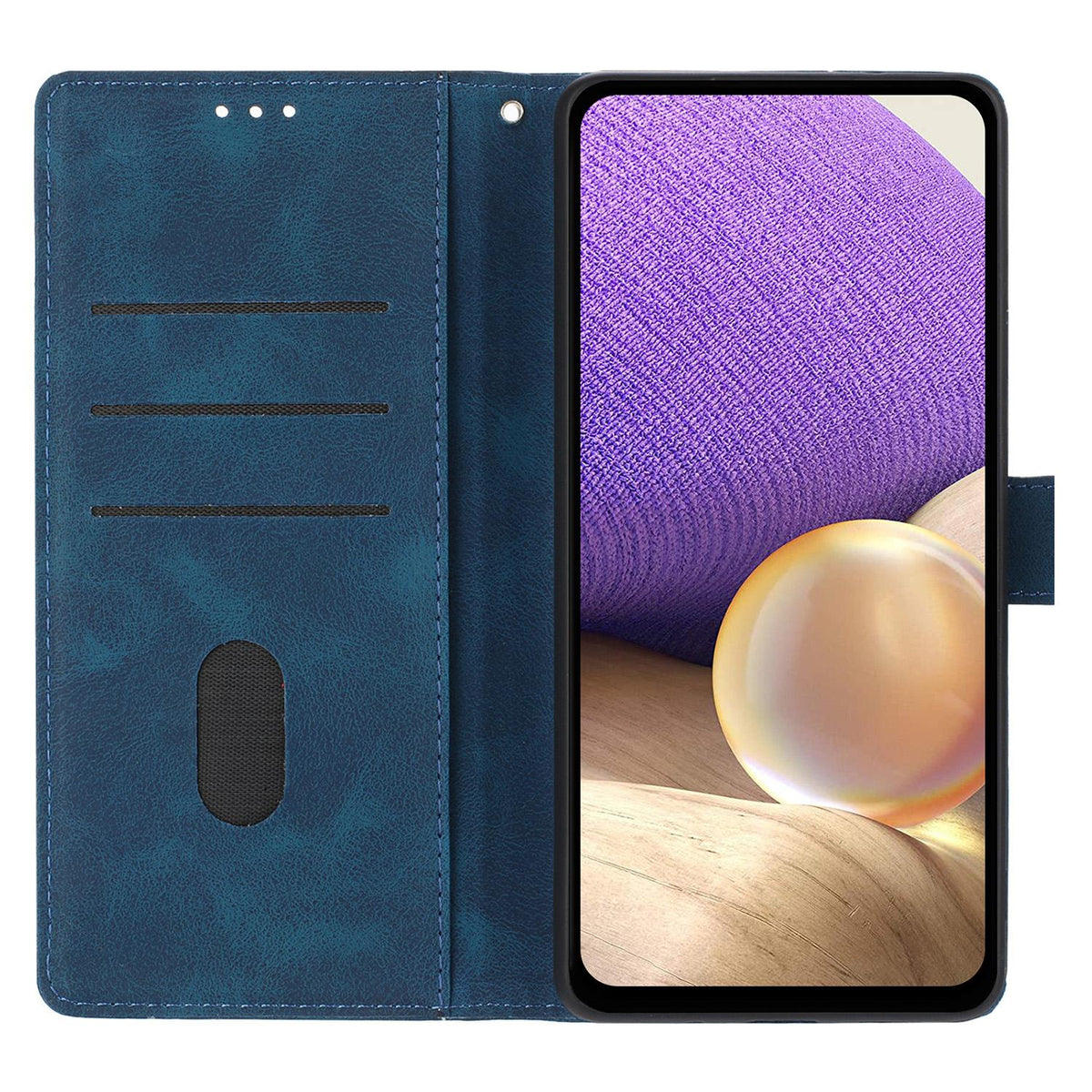 Compatible with iPhone 18 Pro Max Triangles Embossed Leather Phone Case - Blue