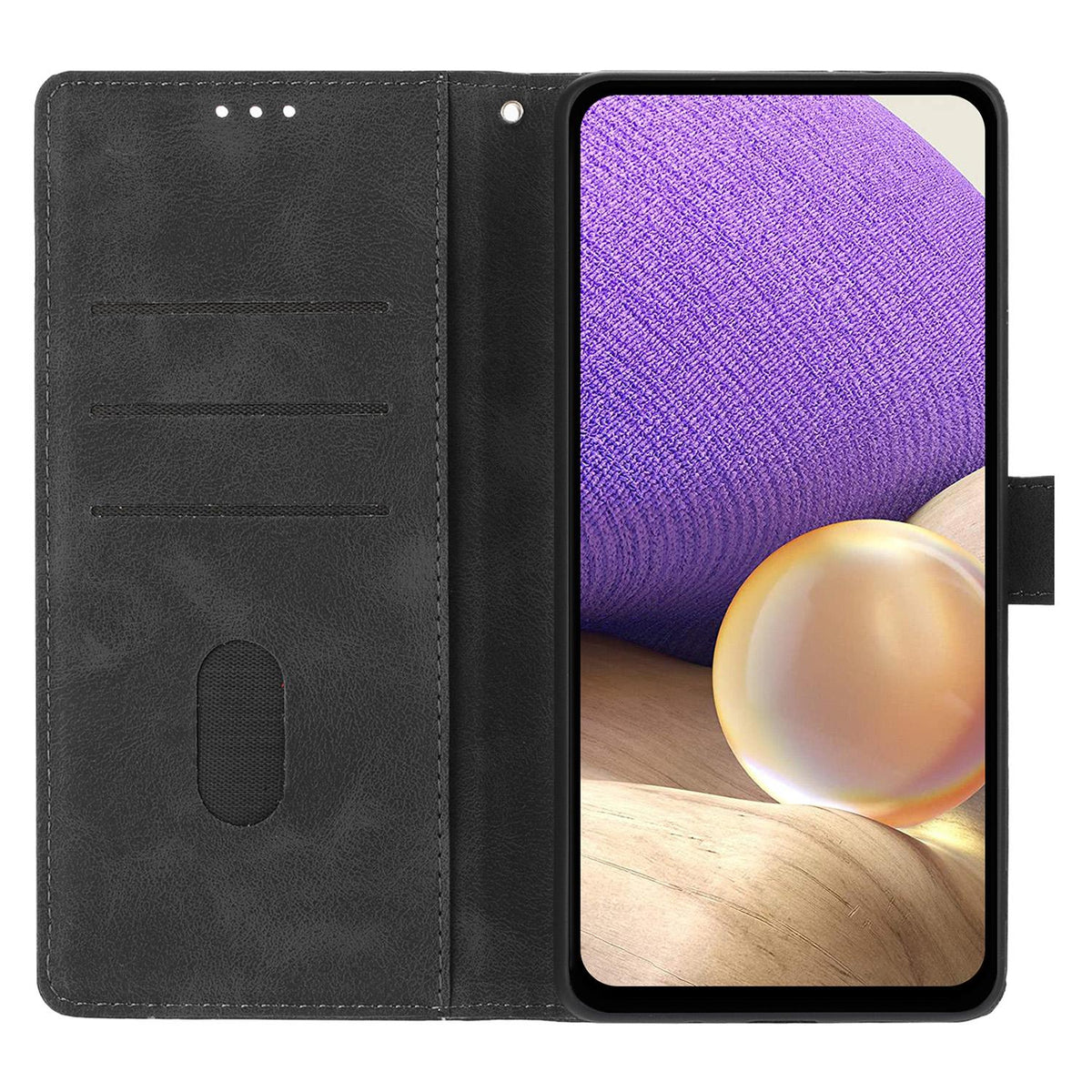 Compatible with iPhone 18 Pro Max Triangles Embossed Leather Phone Case - Black