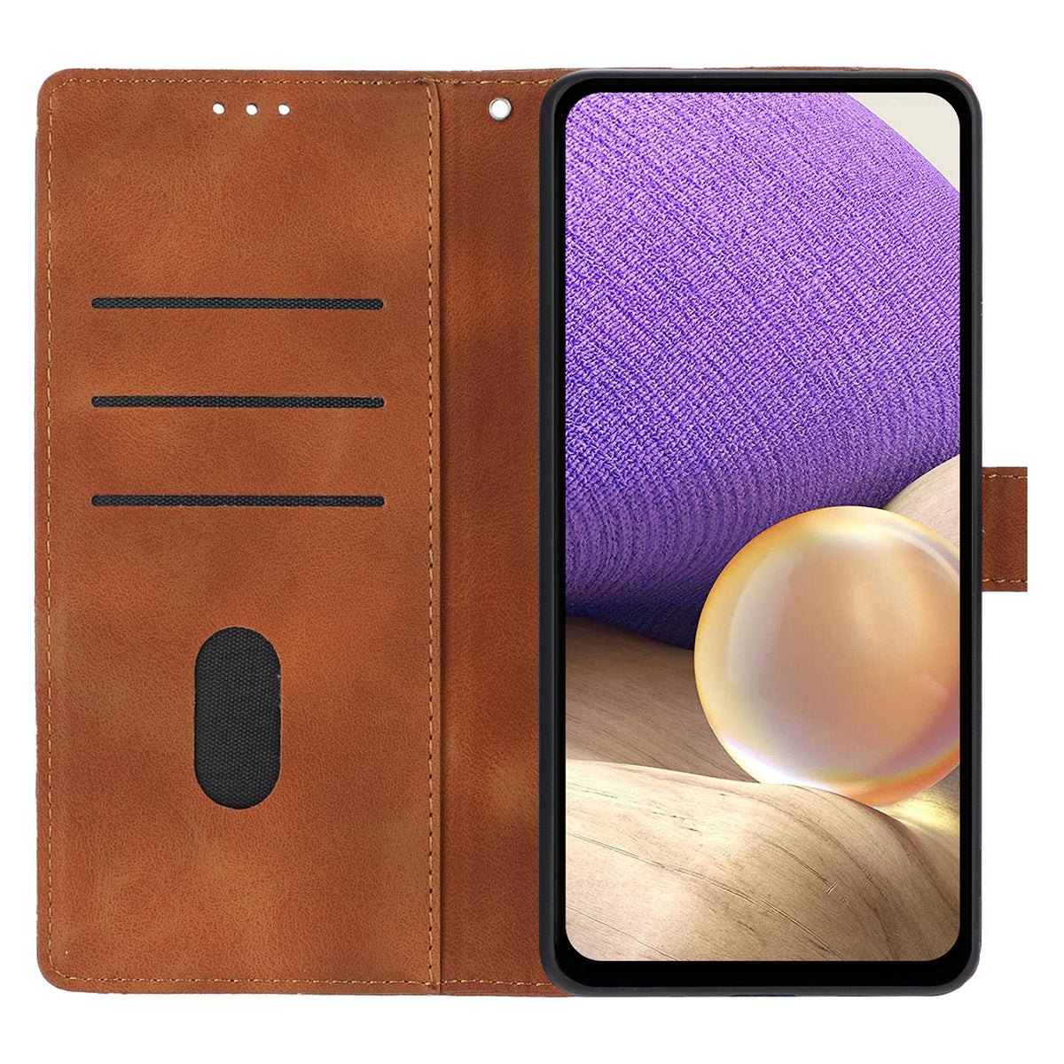 Compatible with iPhone 18 Pro Max Triangles Embossed Leather Phone Case - Brown