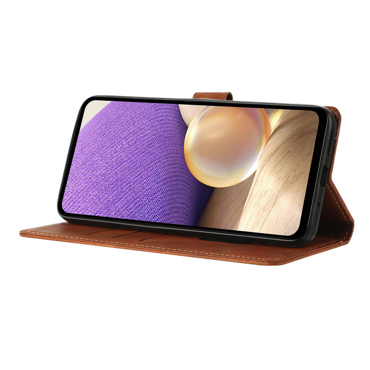 Compatible with iPhone 18 Pro Max Triangles Embossed Leather Phone Case - Brown
