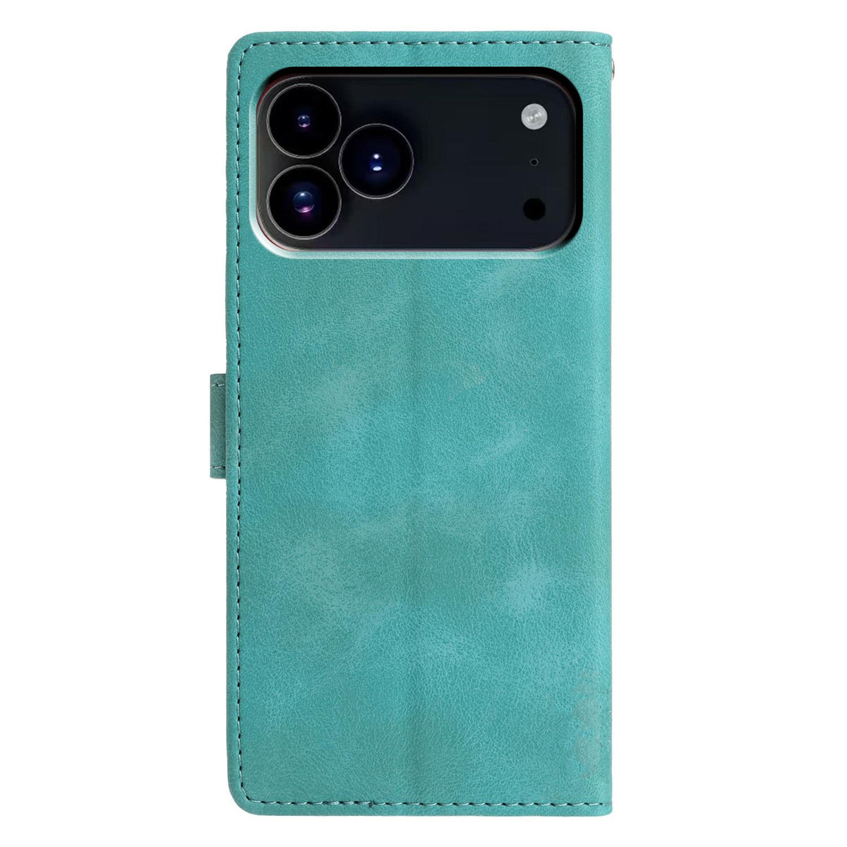 Compatible with iPhone 18 Pro Triangles Embossed Leather Phone Case - Green