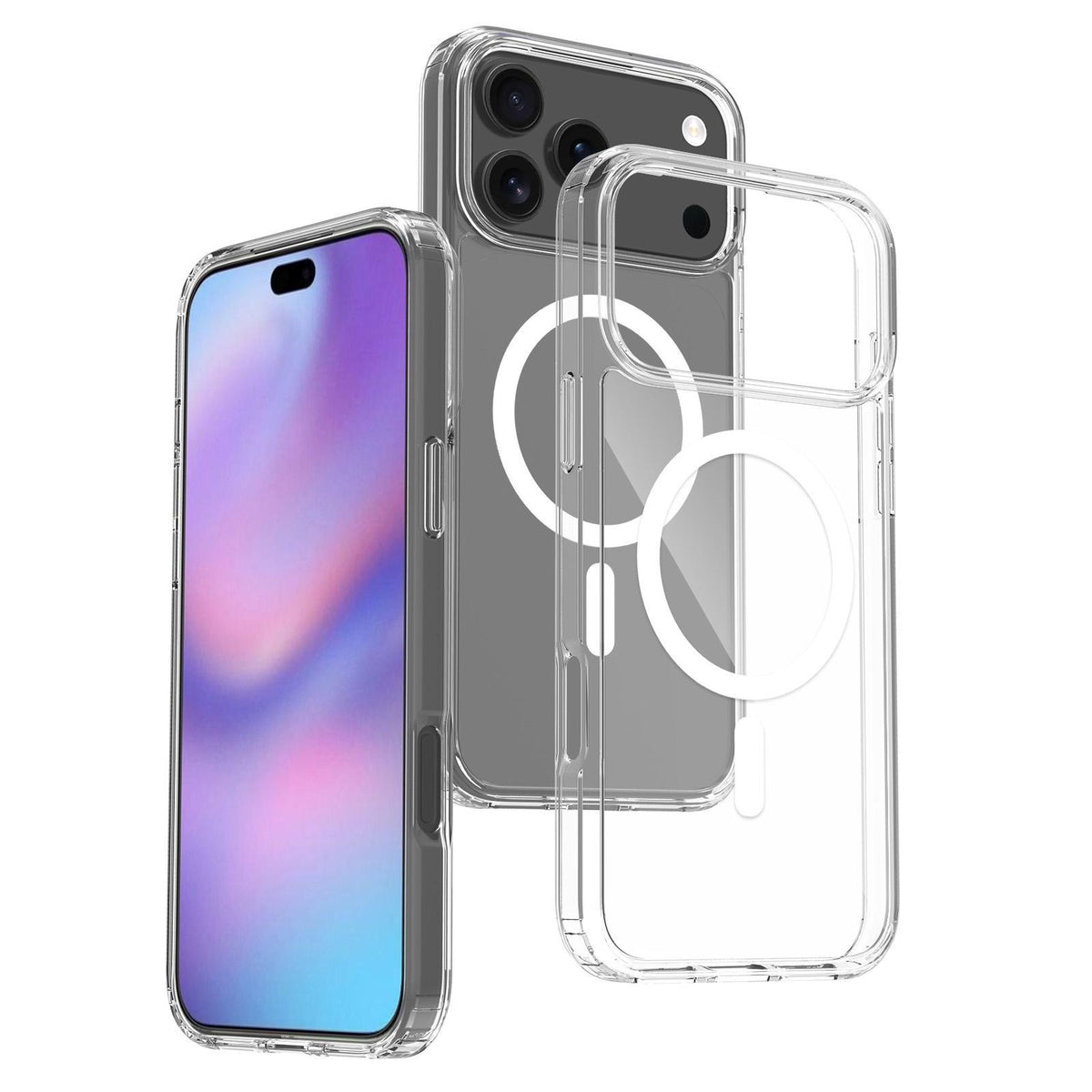 Compatible with iPhone 18 Pro Max Scratchproof PC Dual-Layer TPU Magsafe Phone Case - Transparent