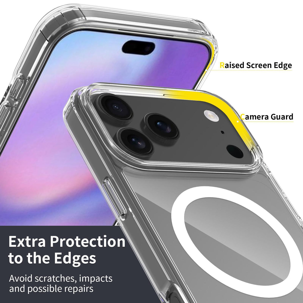 Compatible with iPhone 18 Pro Max Scratchproof PC Dual-Layer TPU Magsafe Phone Case - Transparent