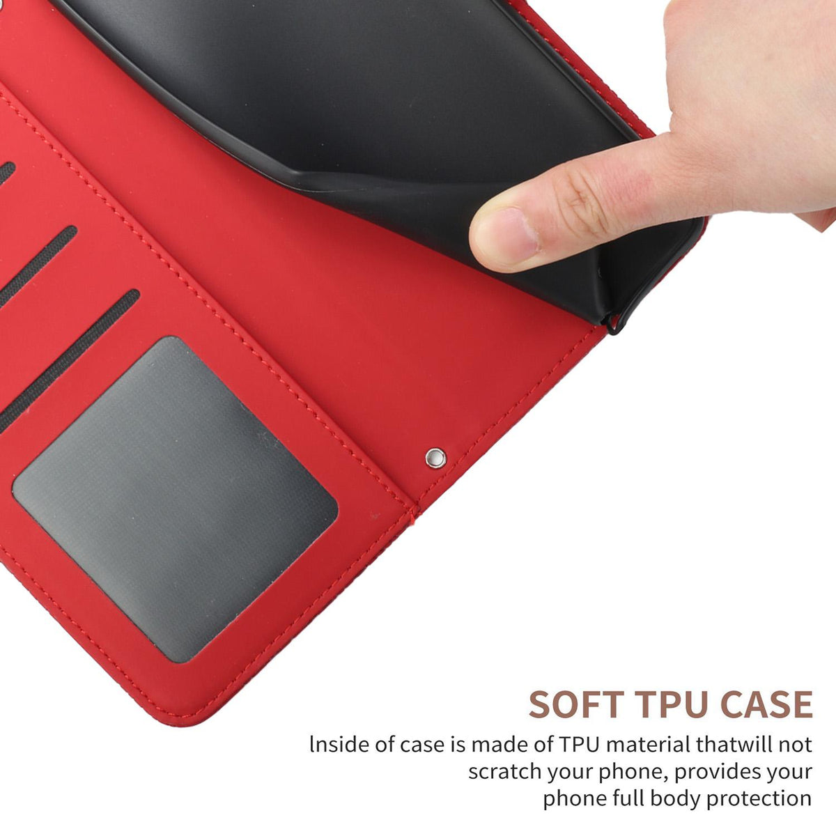 Compatible with iPhone 18 Pro Max & 17 Pro Max Skin Feel Butterfly Embossed Flip Leather Phone Case - Red