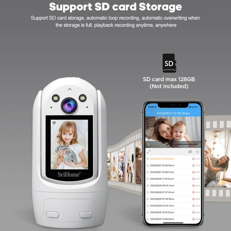 SriHome SH060 2MP 2.4 inch IPS Screen Smart IP Camera Supports Two-way Video Voice Call(EU Plug)