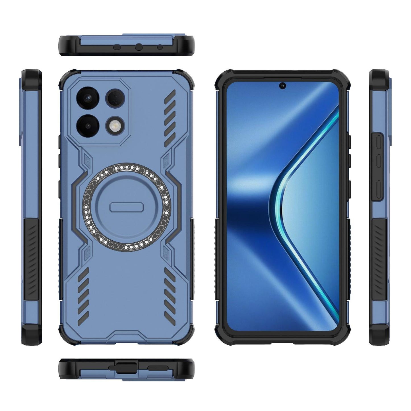 For OPPO K13 5G Butterfly Armor MagSafe Magnetic Ring Shockproof Phone Case(Blue)