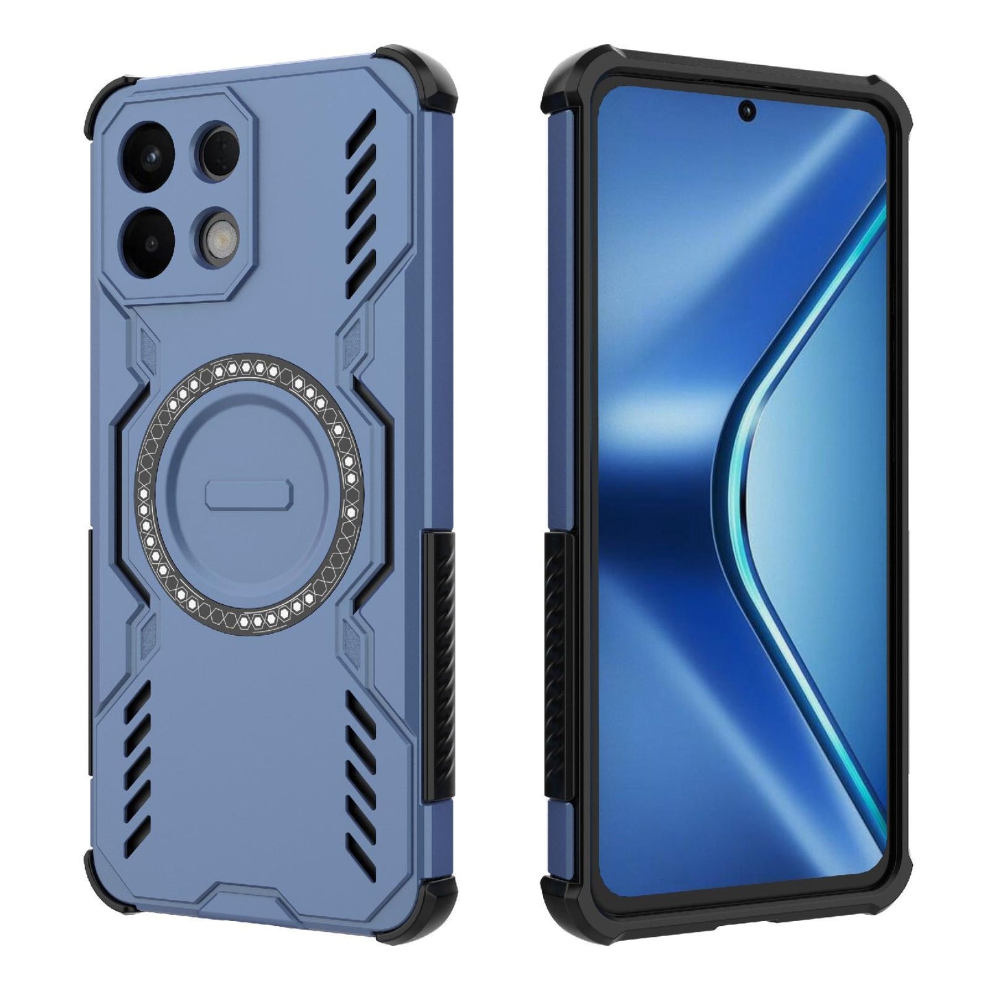 For OPPO K13 5G Butterfly Armor MagSafe Magnetic Ring Shockproof Phone Case(Blue)