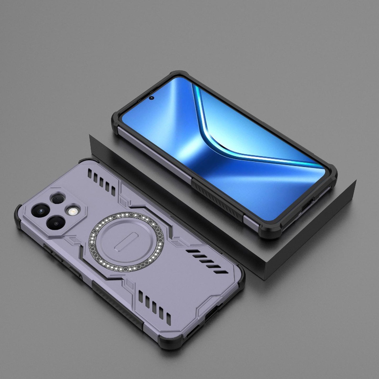 For OPPO K13 5G Butterfly Armor MagSafe Magnetic Ring Shockproof Phone Case(Purple)