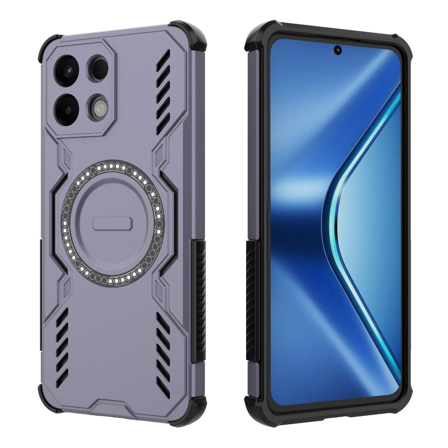 For OPPO K13 5G Butterfly Armor MagSafe Magnetic Ring Shockproof Phone Case(Purple)