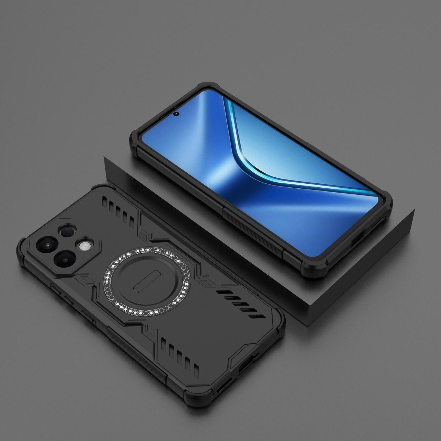 For OPPO K13 5G Butterfly Armor MagSafe Magnetic Ring Shockproof Phone Case(Black)