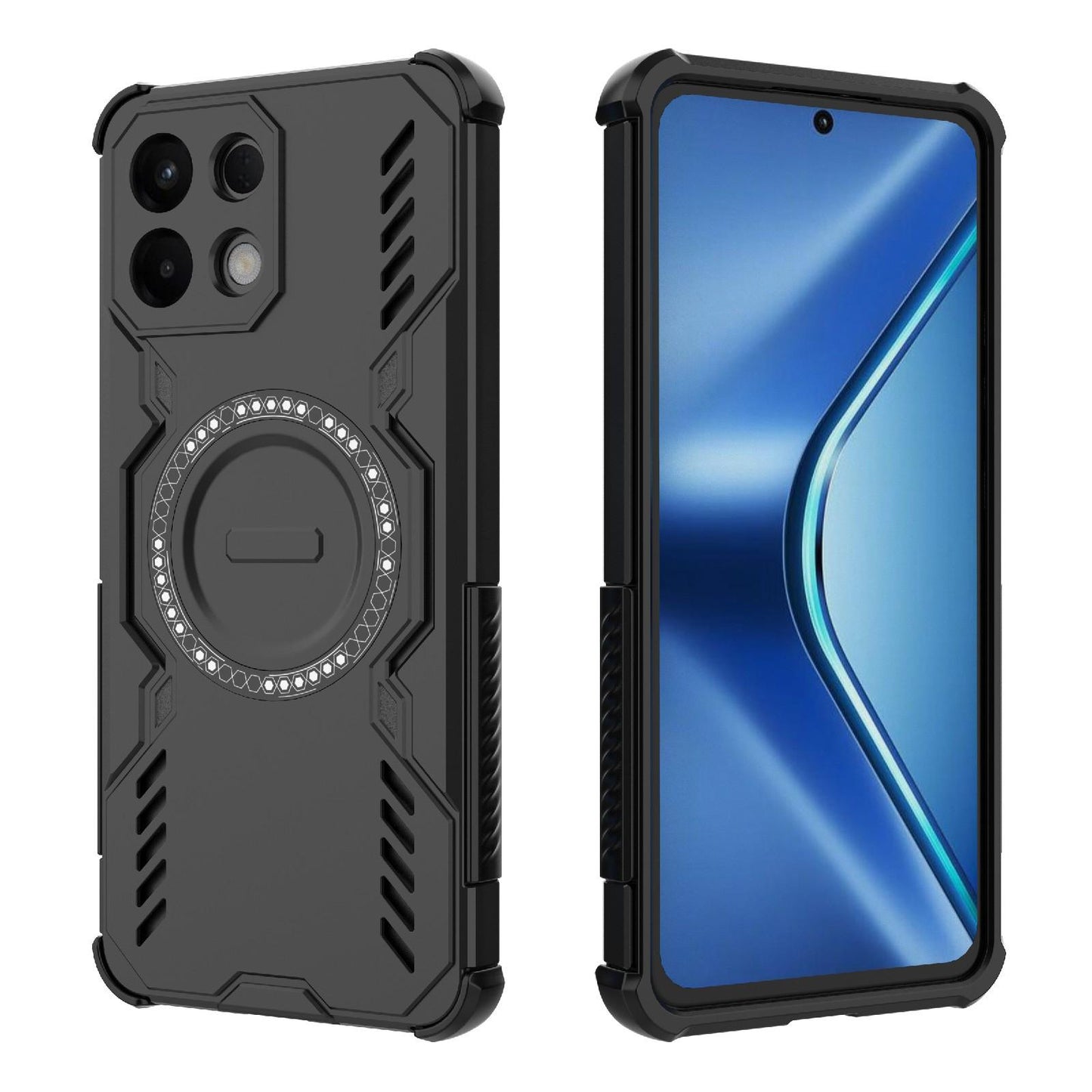 For OPPO K13 5G Butterfly Armor MagSafe Magnetic Ring Shockproof Phone Case(Black)