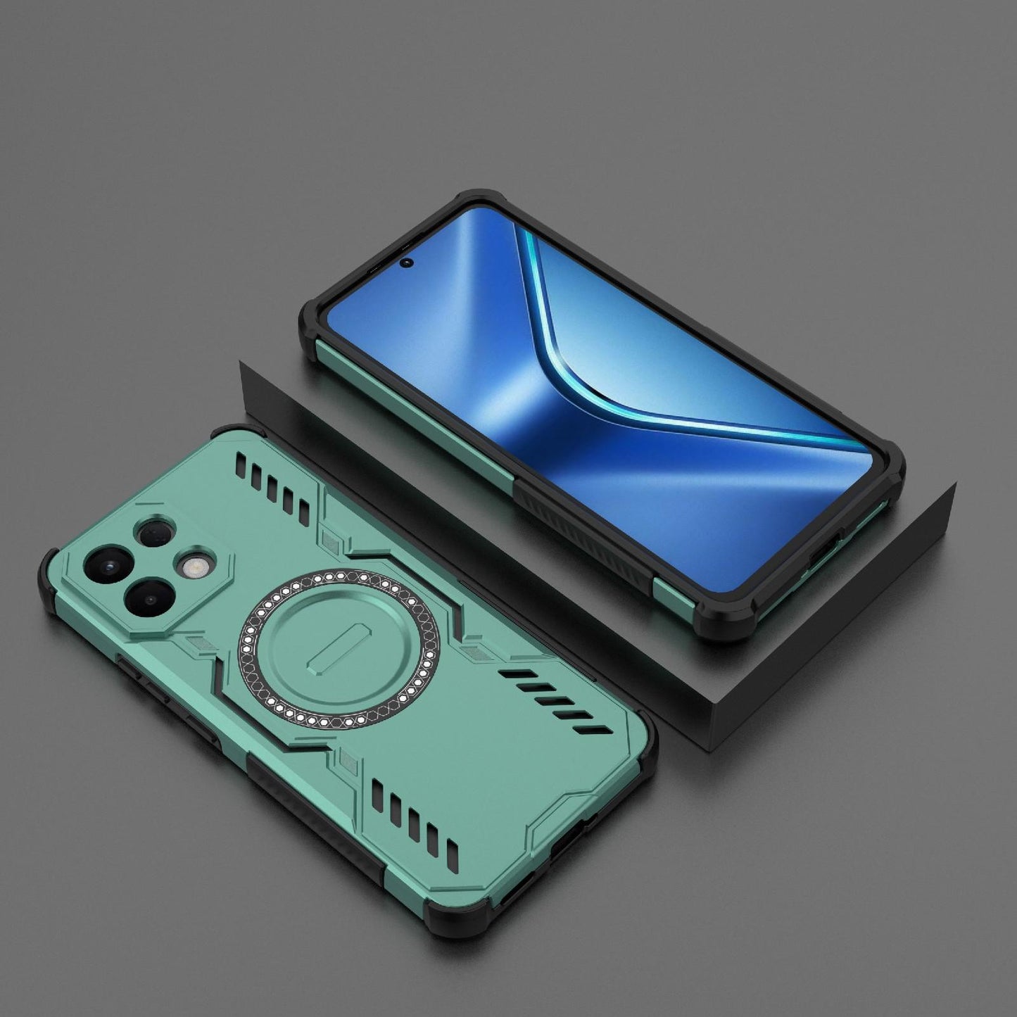 For OPPO K13 5G Butterfly Armor MagSafe Magnetic Ring Shockproof Phone Case(Light Green)