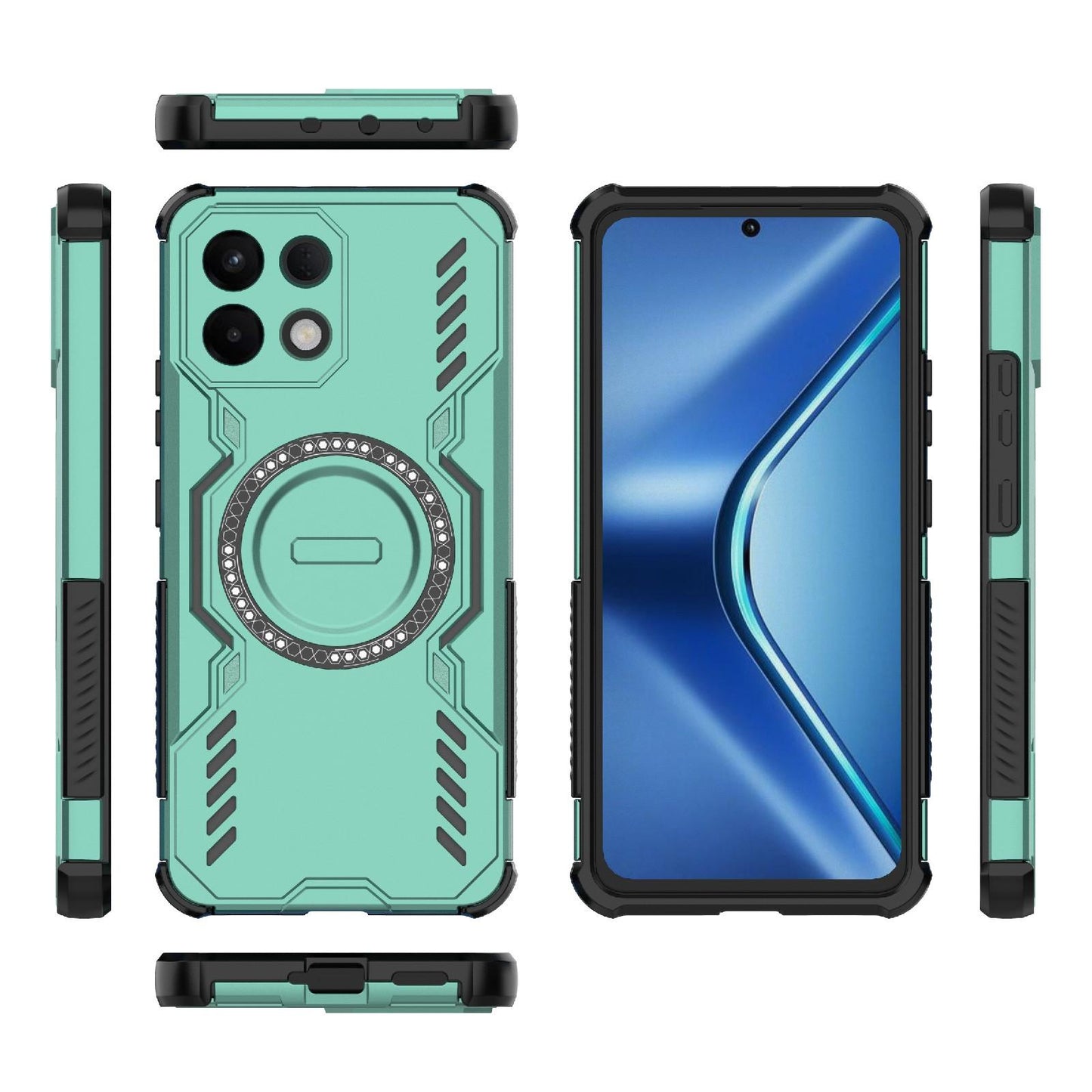 For OPPO K13 5G Butterfly Armor MagSafe Magnetic Ring Shockproof Phone Case(Light Green)