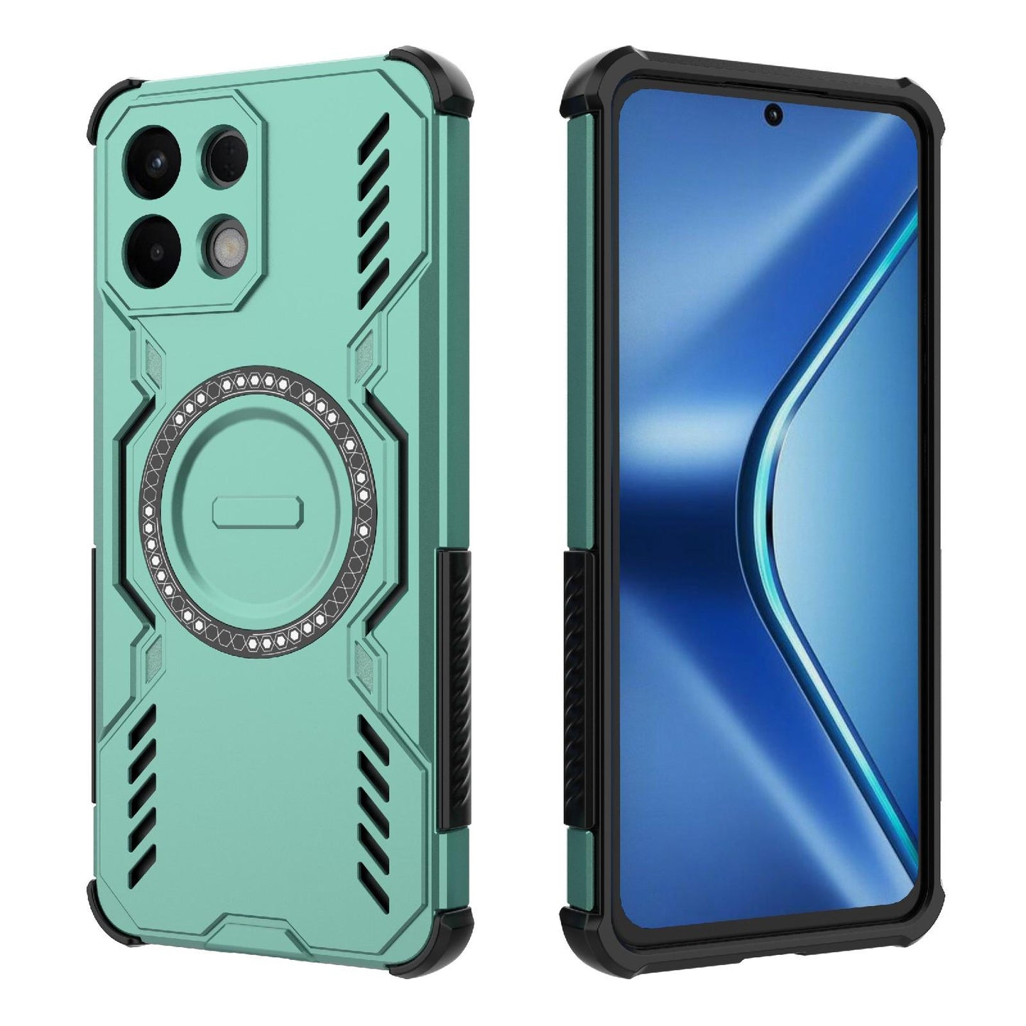 For OPPO K13 5G Butterfly Armor MagSafe Magnetic Ring Shockproof Phone Case(Light Green)