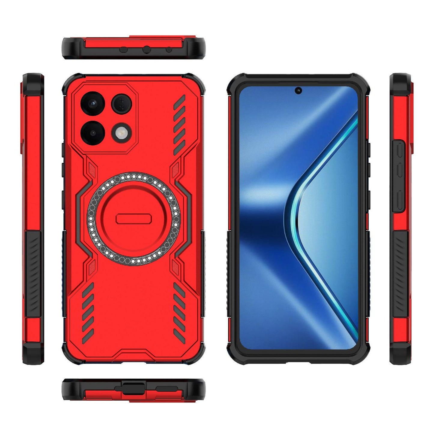 For OPPO K13 5G Butterfly Armor MagSafe Magnetic Ring Shockproof Phone Case(Red)