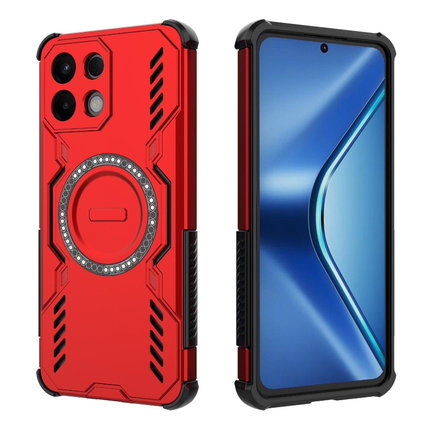 For OPPO K13 5G Butterfly Armor MagSafe Magnetic Ring Shockproof Phone Case(Red)