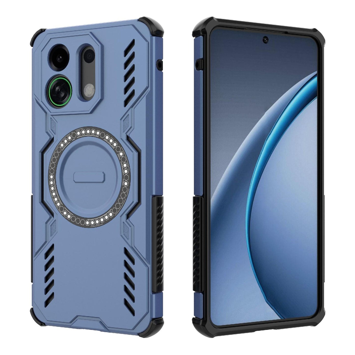 For OPPO K13 Turbo 5G Butterfly Armor MagSafe Magnetic Ring Shockproof Phone Case(Blue)