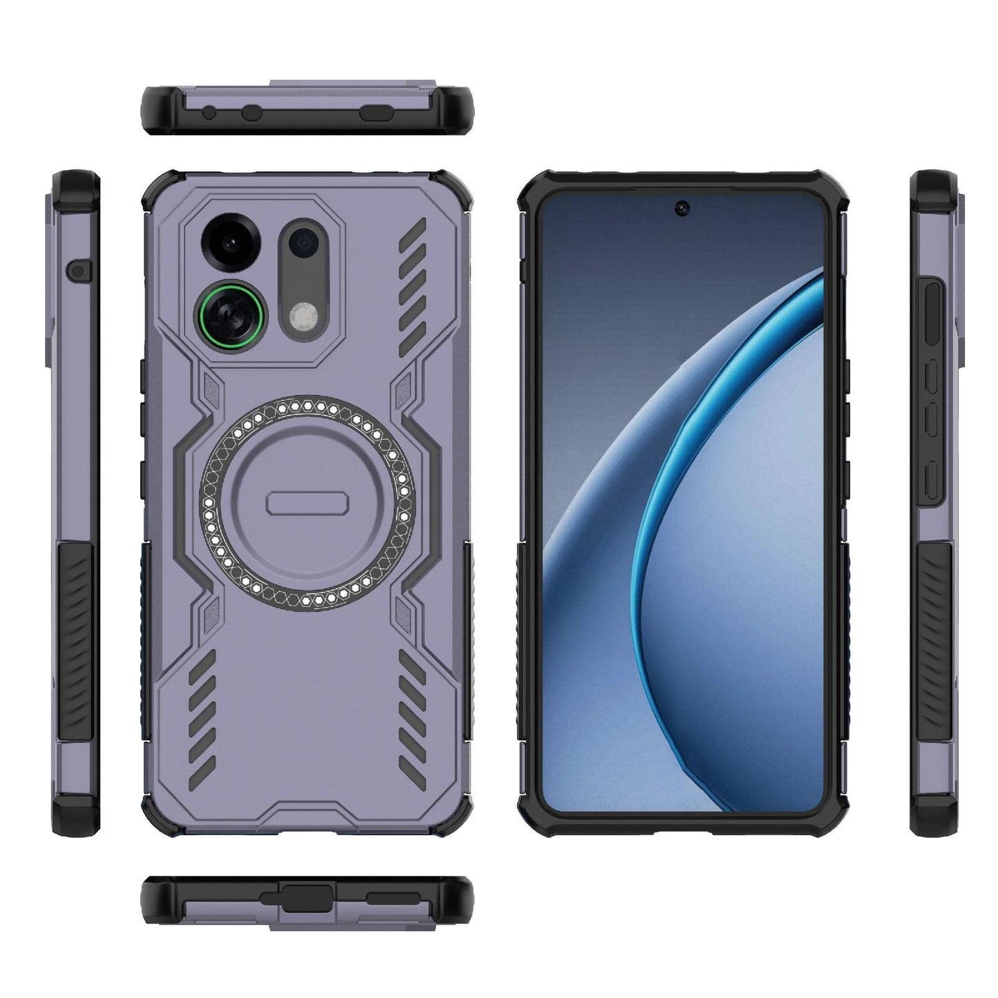 For OPPO K13 Turbo 5G Butterfly Armor MagSafe Magnetic Ring Shockproof Phone Case(Purple)