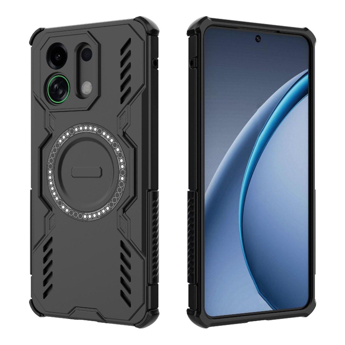 For OPPO K13 Turbo 5G Butterfly Armor MagSafe Magnetic Ring Shockproof Phone Case(Black)