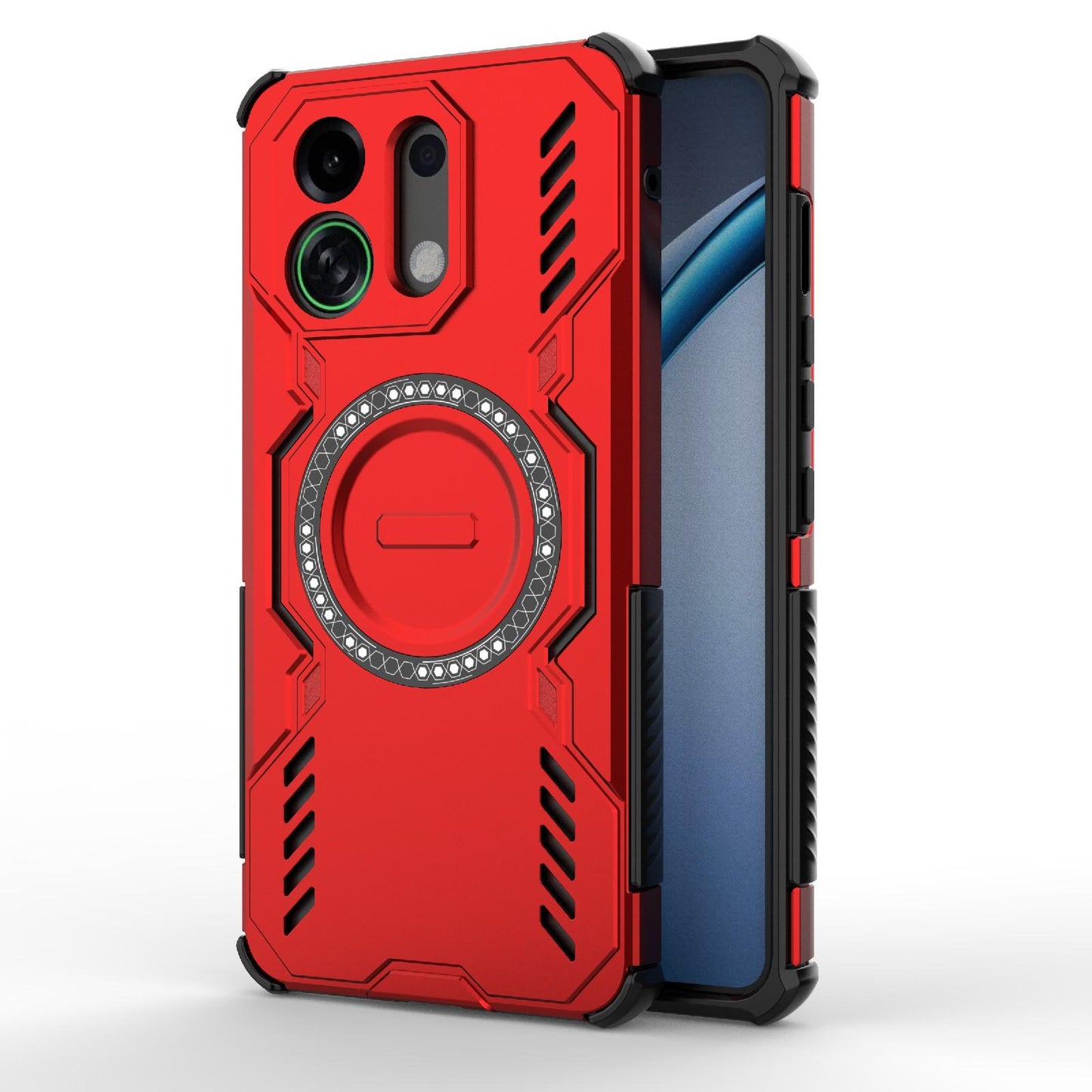 For OPPO K13 Turbo 5G Butterfly Armor MagSafe Magnetic Ring Shockproof Phone Case(Red)