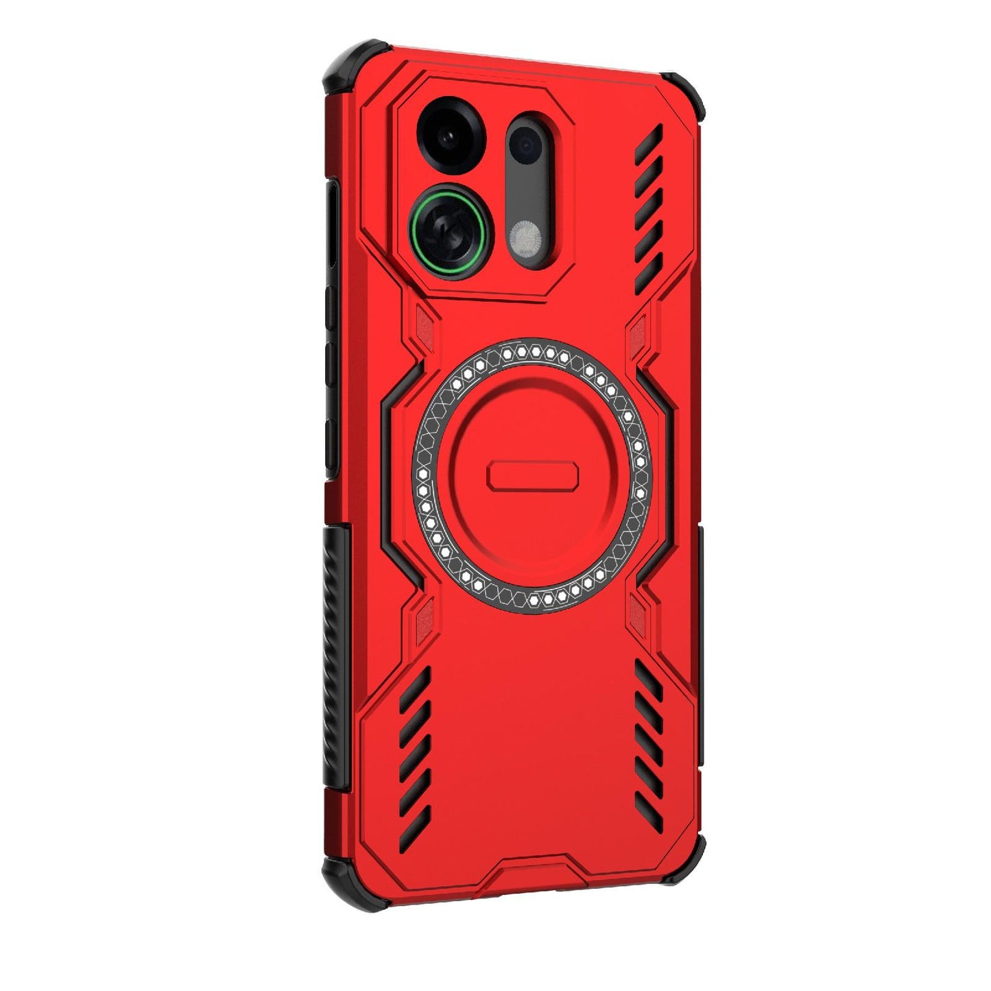 For OPPO K13 Turbo 5G Butterfly Armor MagSafe Magnetic Ring Shockproof Phone Case(Red)