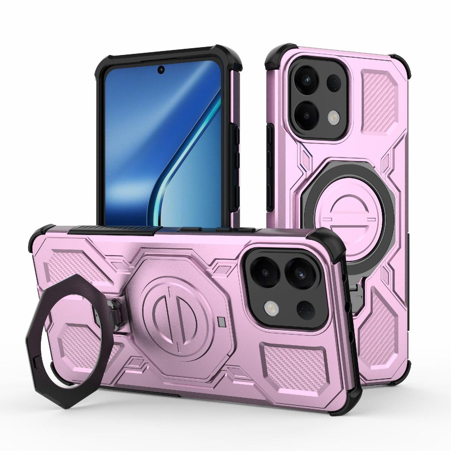 For OPPO K13 5G J-20 Solid Color MagSafe Magnetic TPU+PC Phone Case(Pink)