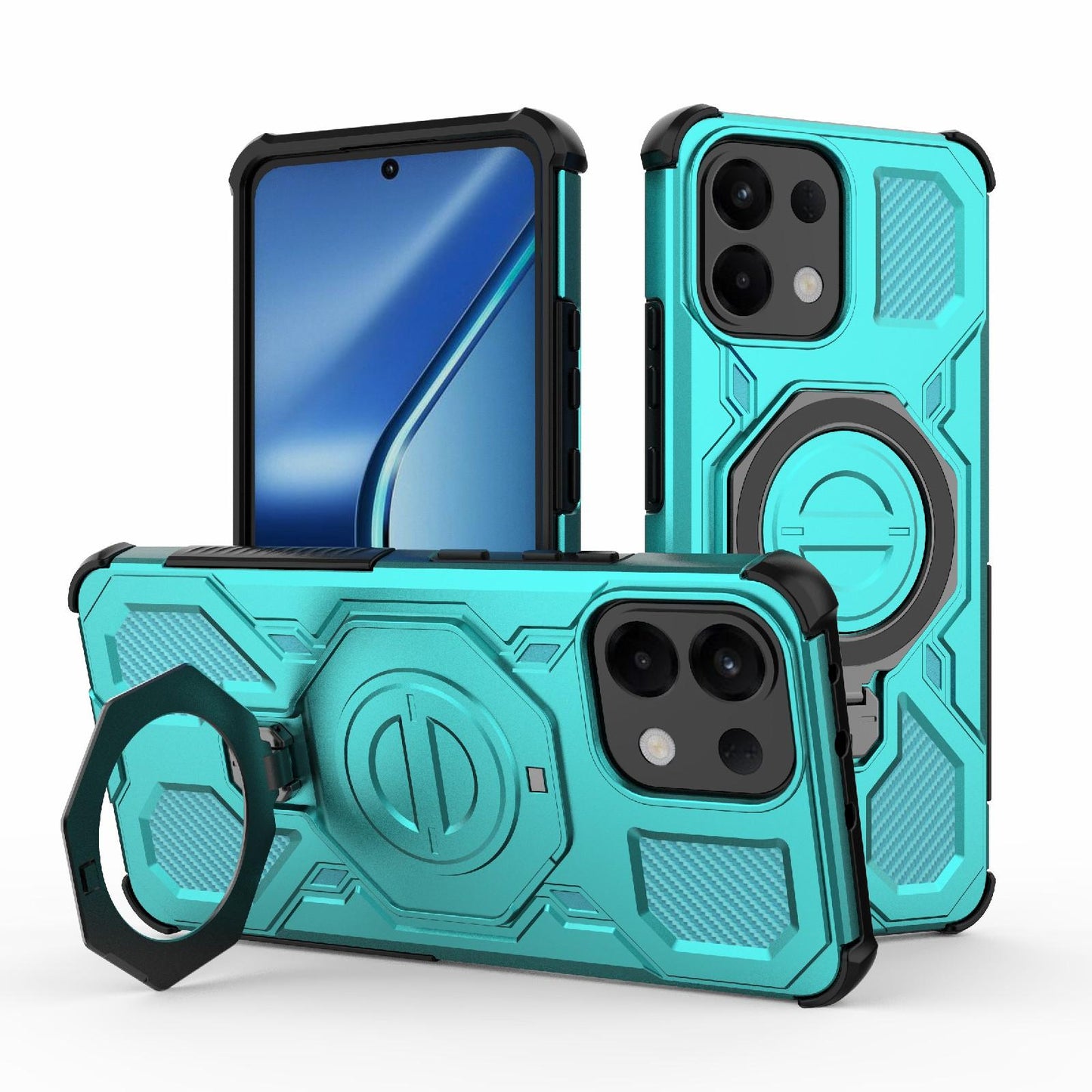 For OPPO K13 5G J-20 Solid Color MagSafe Magnetic TPU+PC Phone Case(Lake Blue)