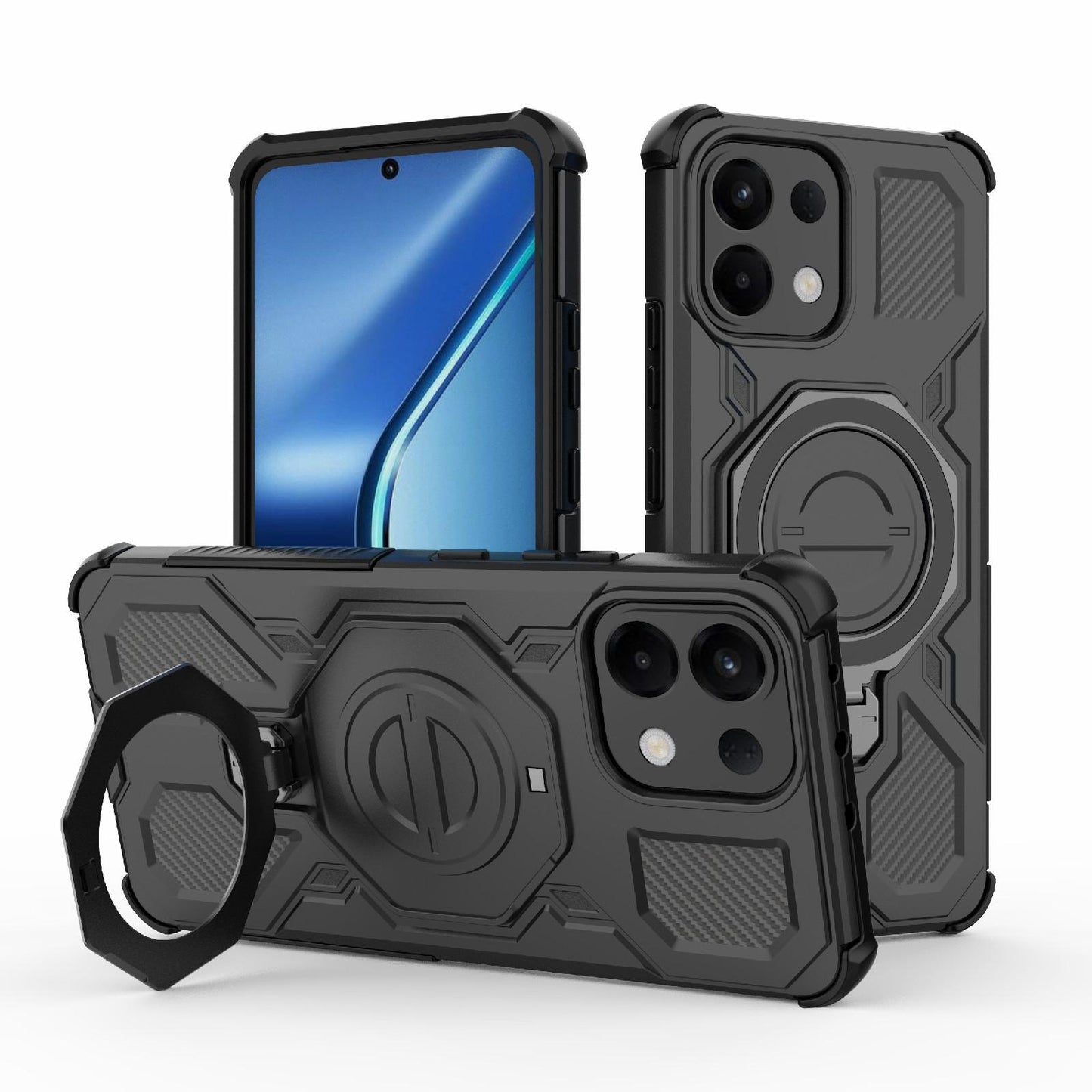 For OPPO K13 5G J-20 Solid Color MagSafe Magnetic TPU+PC Phone Case(Black)