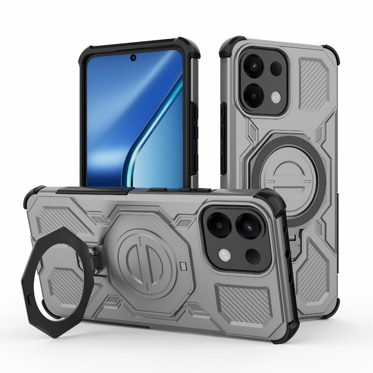 For OPPO K13 5G J-20 Solid Color MagSafe Magnetic TPU+PC Phone Case(Grey)