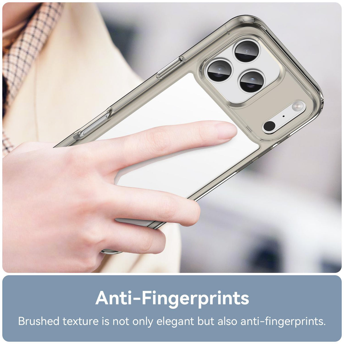 Compatible with iPhone 18 Pro Max Colorful Series Acrylic + TPU Phone Case - Transparent Grey