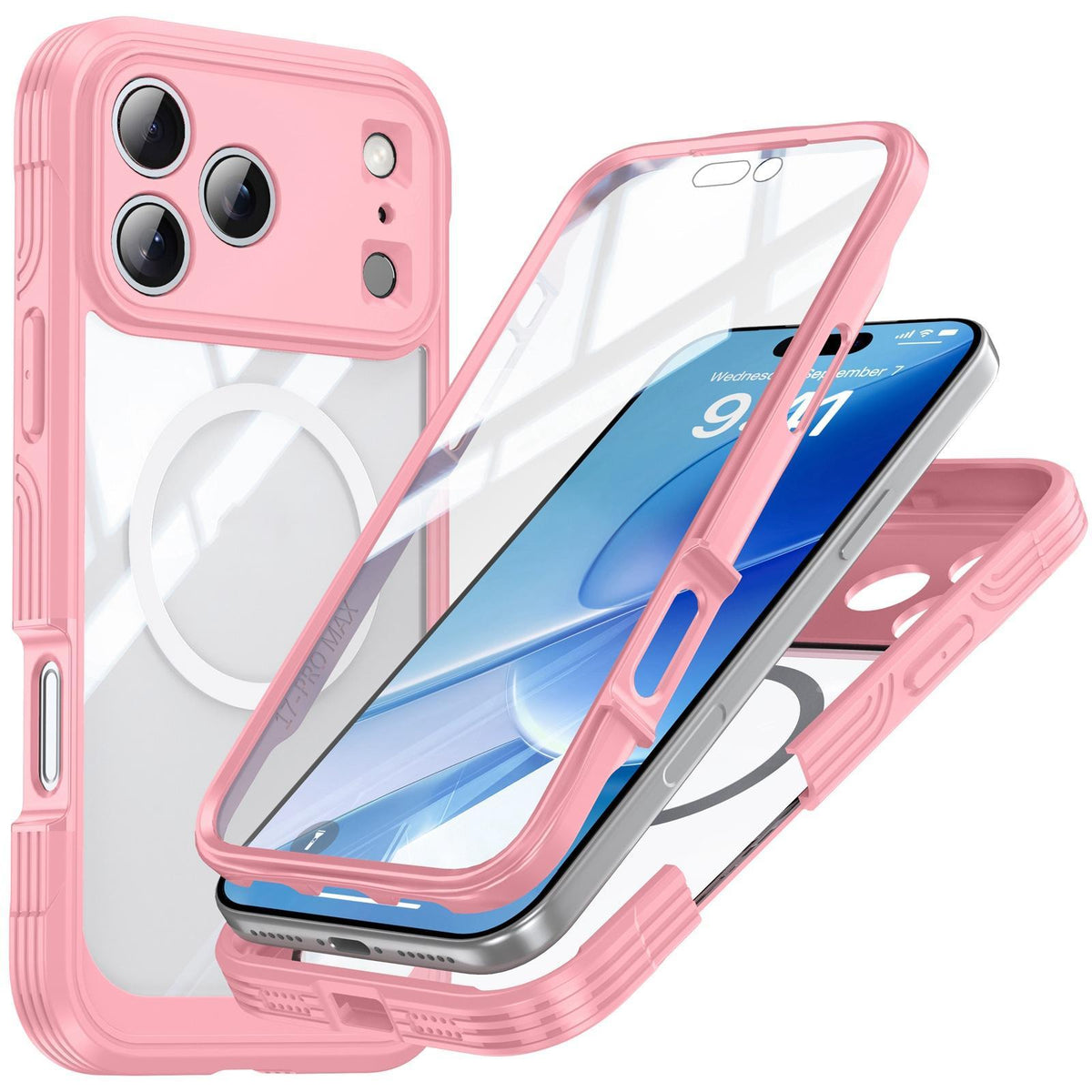 Compatible with iPhone 18 Pro Max Life Waterproof MagSafe Magnetic Rugged Phone Case - Pink