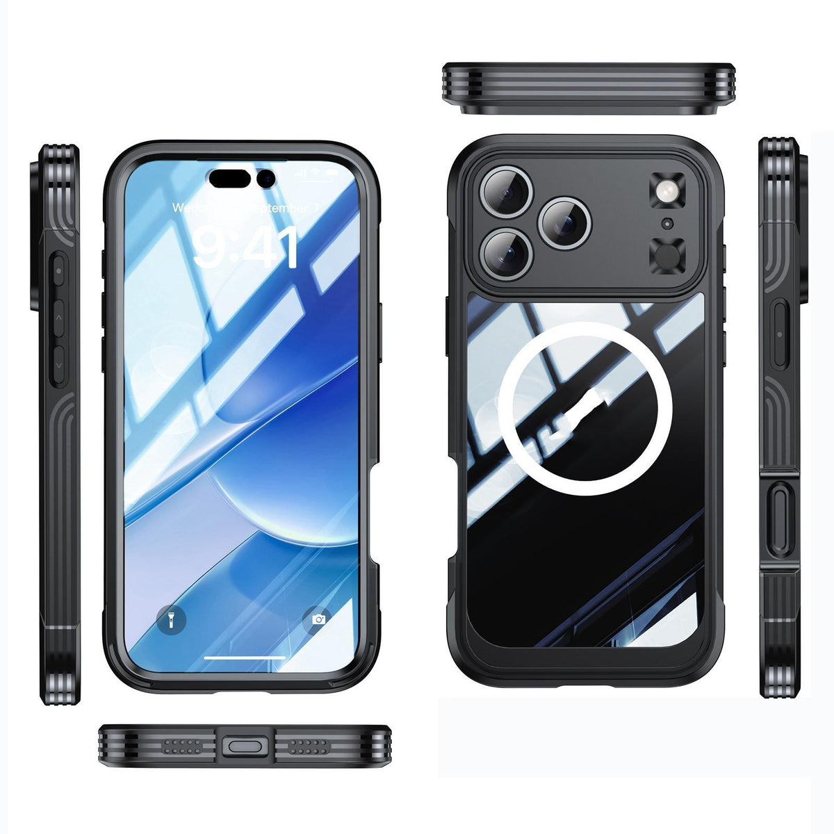 Compatible with iPhone 18 Pro Max Life Waterproof MagSafe Magnetic Rugged Phone Case - Black