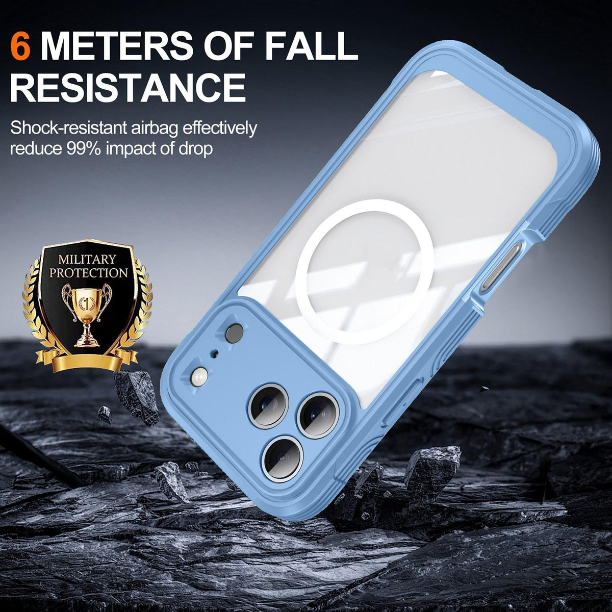 Compatible with iPhone 18 Pro Max Life Waterproof MagSafe Magnetic Rugged Phone Case - Light Blue