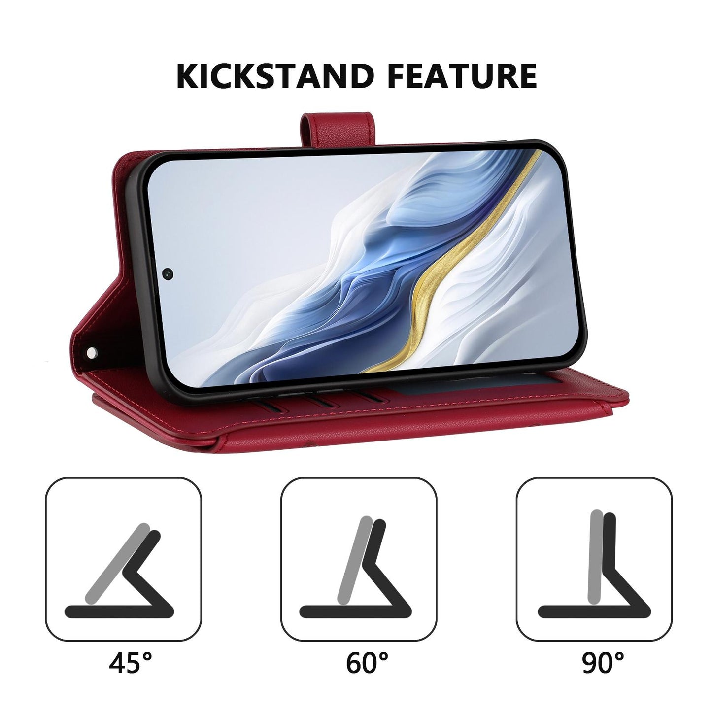 For OPPO K13 India Butterfly Love Flower Multi-card Zipper Wallet Leather Phone Case(Wine Red)