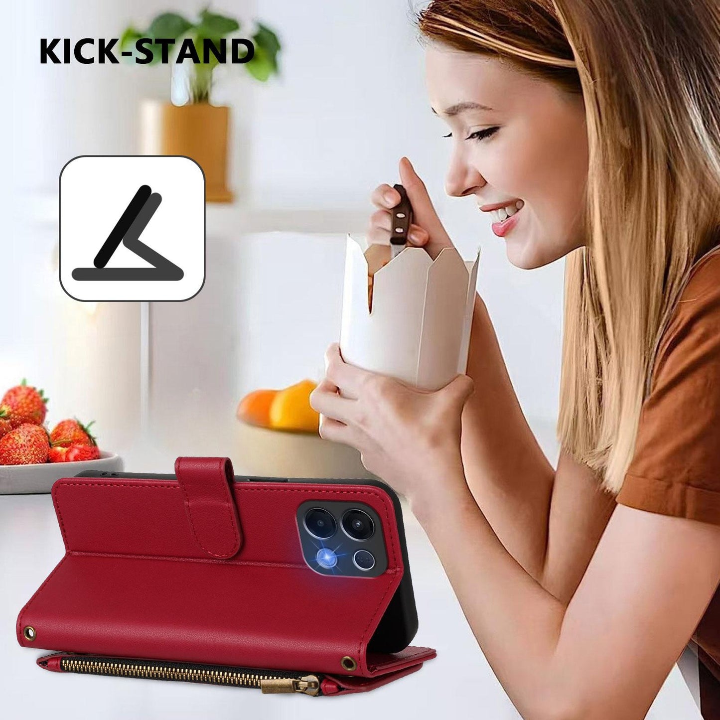 For OPPO K13 India Butterfly Love Flower Multi-card Zipper Wallet Leather Phone Case(Wine Red)