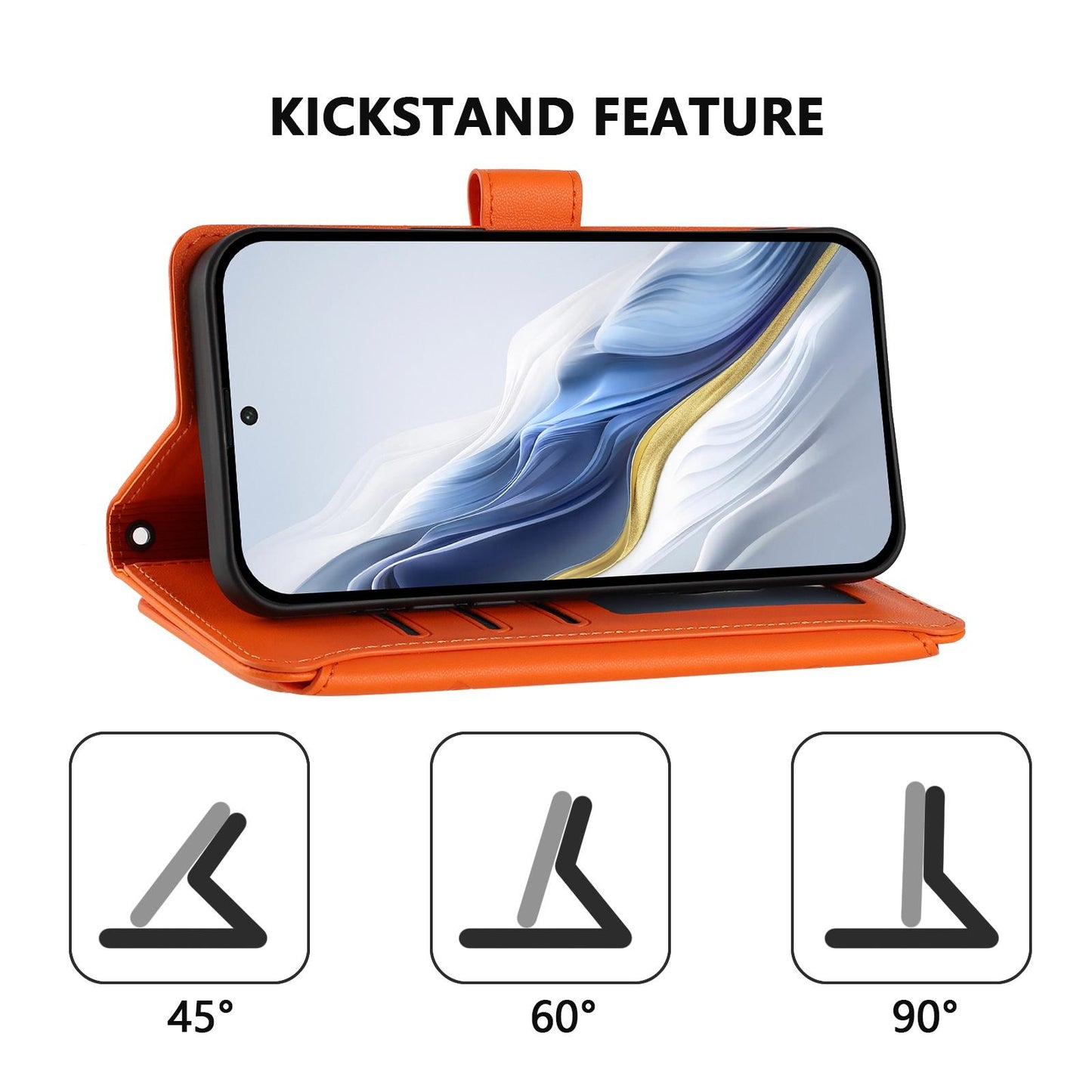 For OPPO K13 India Butterfly Love Flower Multi-card Zipper Wallet Leather Phone Case(Orange)