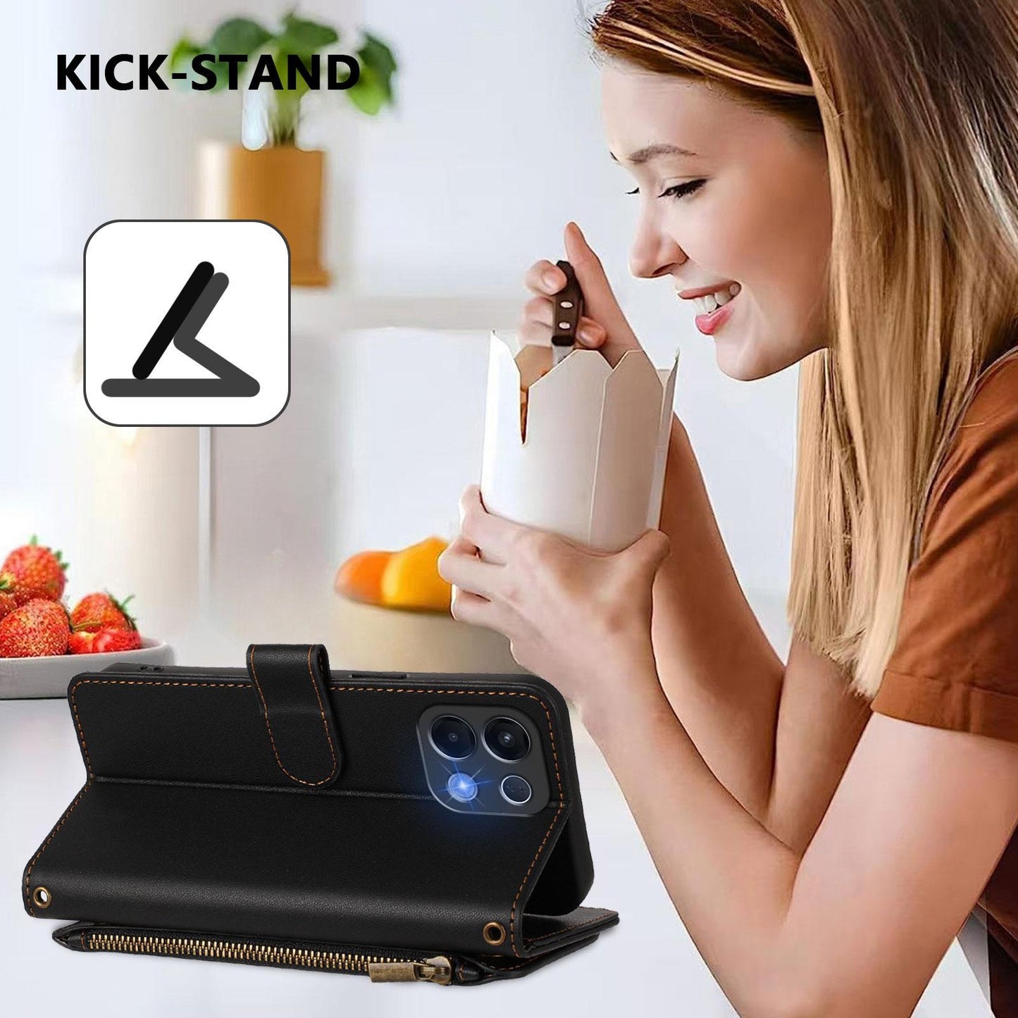 For OPPO K13 India Butterfly Love Flower Multi-card Zipper Wallet Leather Phone Case(Black)