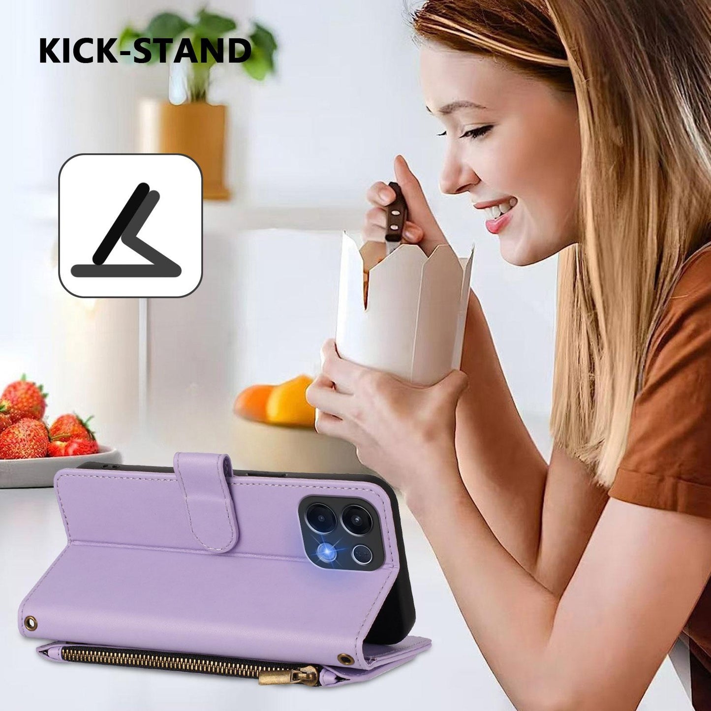 For OPPO K13 India Butterfly Love Flower Multi-card Zipper Wallet Leather Phone Case(Light Purple)