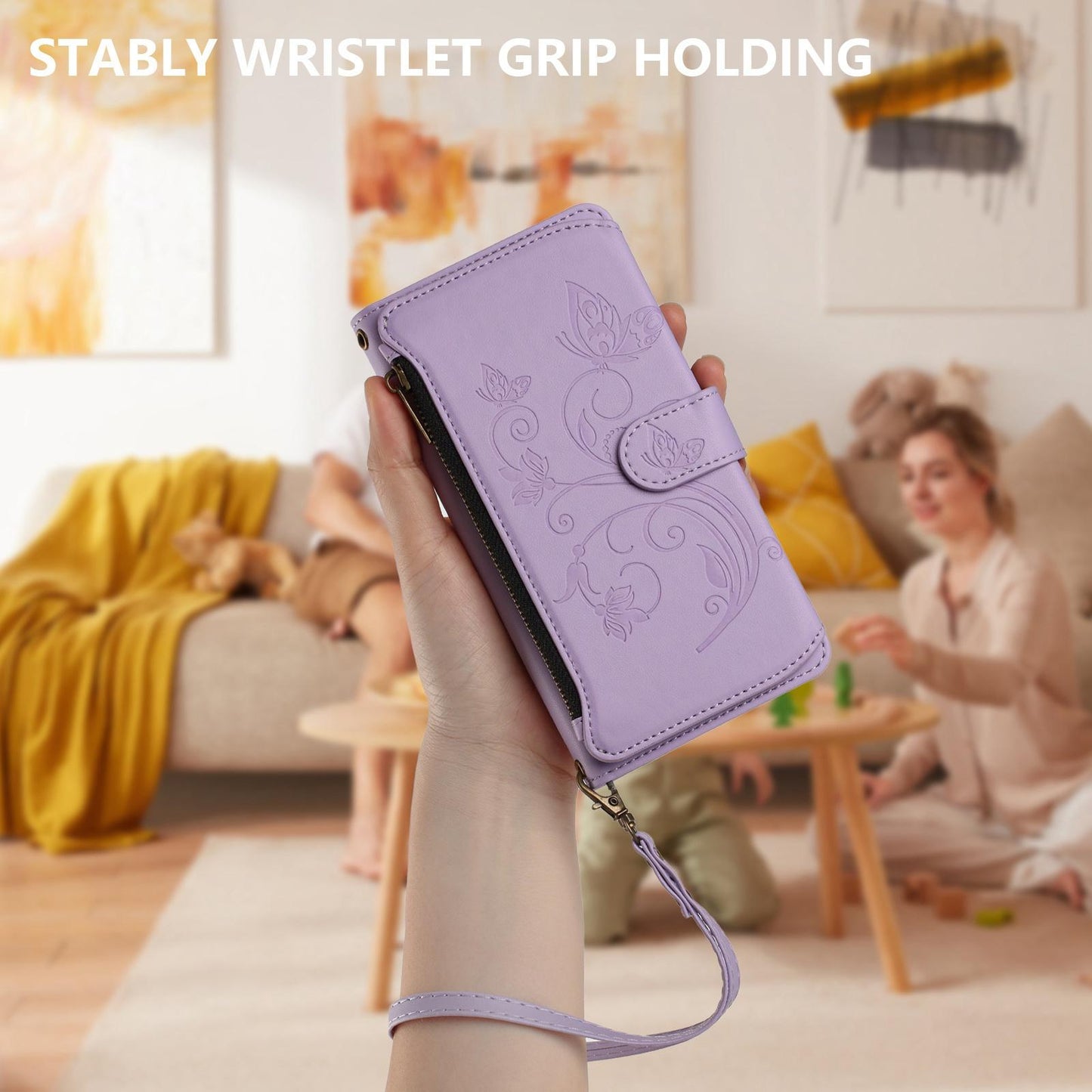 For OPPO K13 India Butterfly Love Flower Multi-card Zipper Wallet Leather Phone Case(Light Purple)