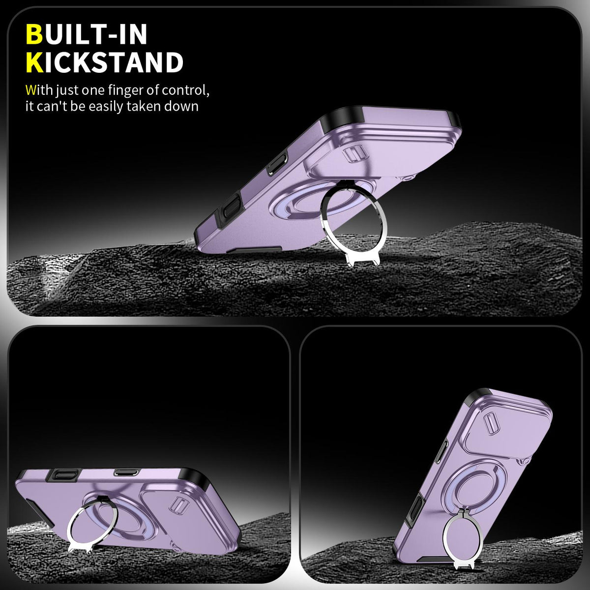 Compatible with iPhone 18 Pro Max Sliding Camshield Ring Holder Phone Case - Purple