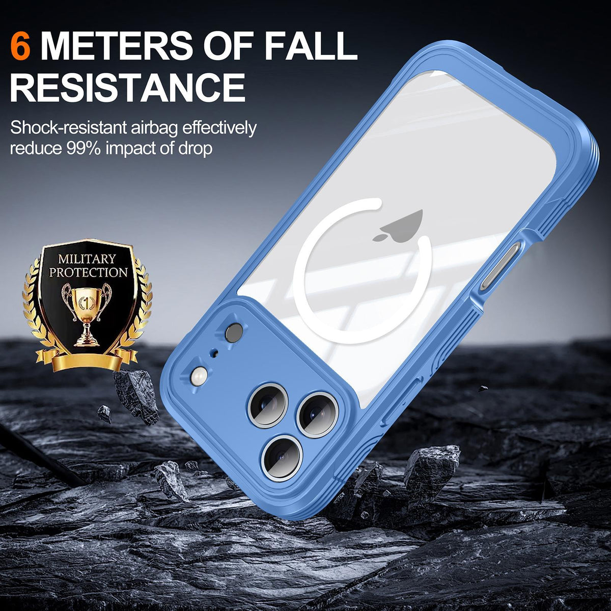 Compatible with iPhone 18 Pro Max RedPepper Tempered Glass MagSafe Phone Case - Blue